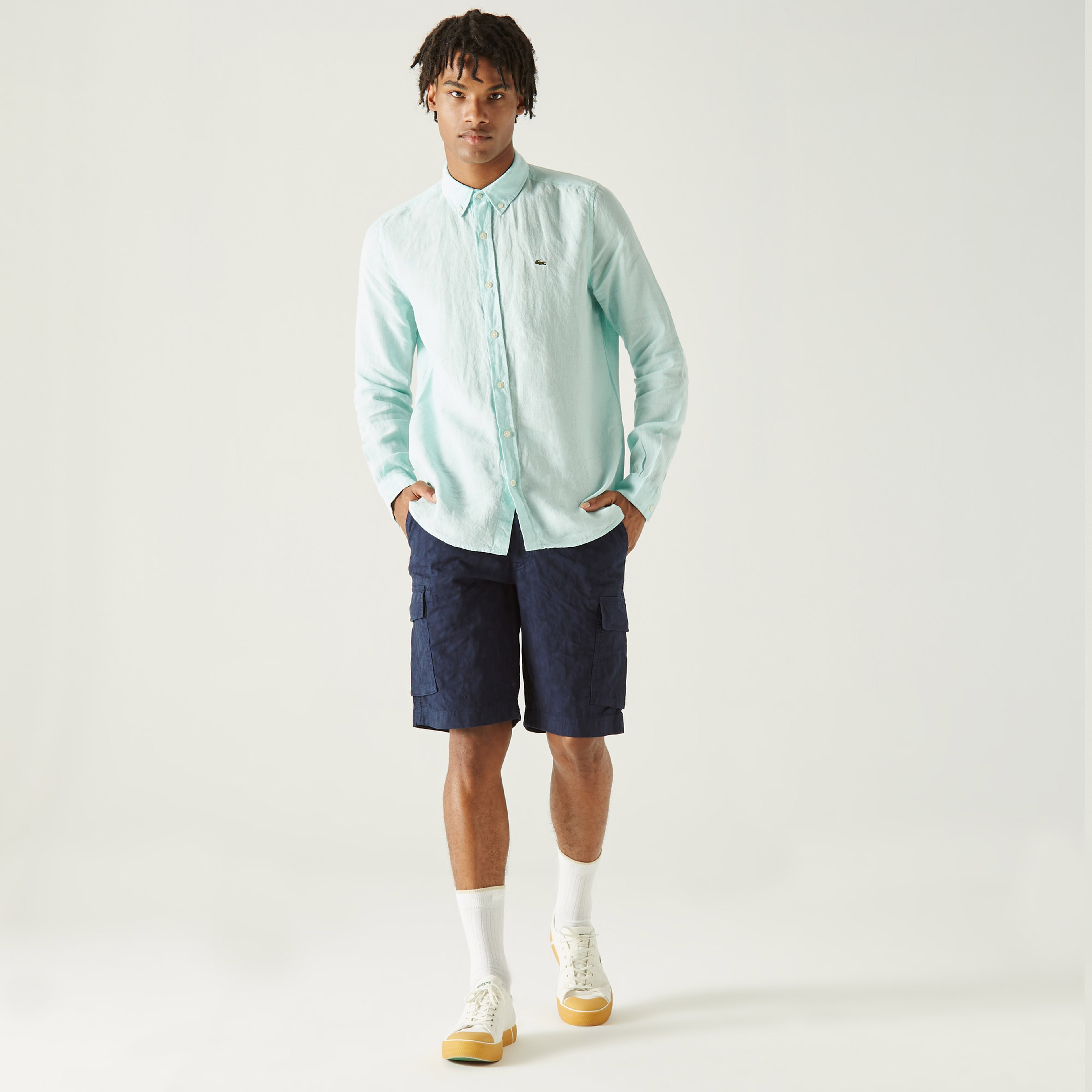 Lacoste Erkek Lacivert Desenli Bermuda