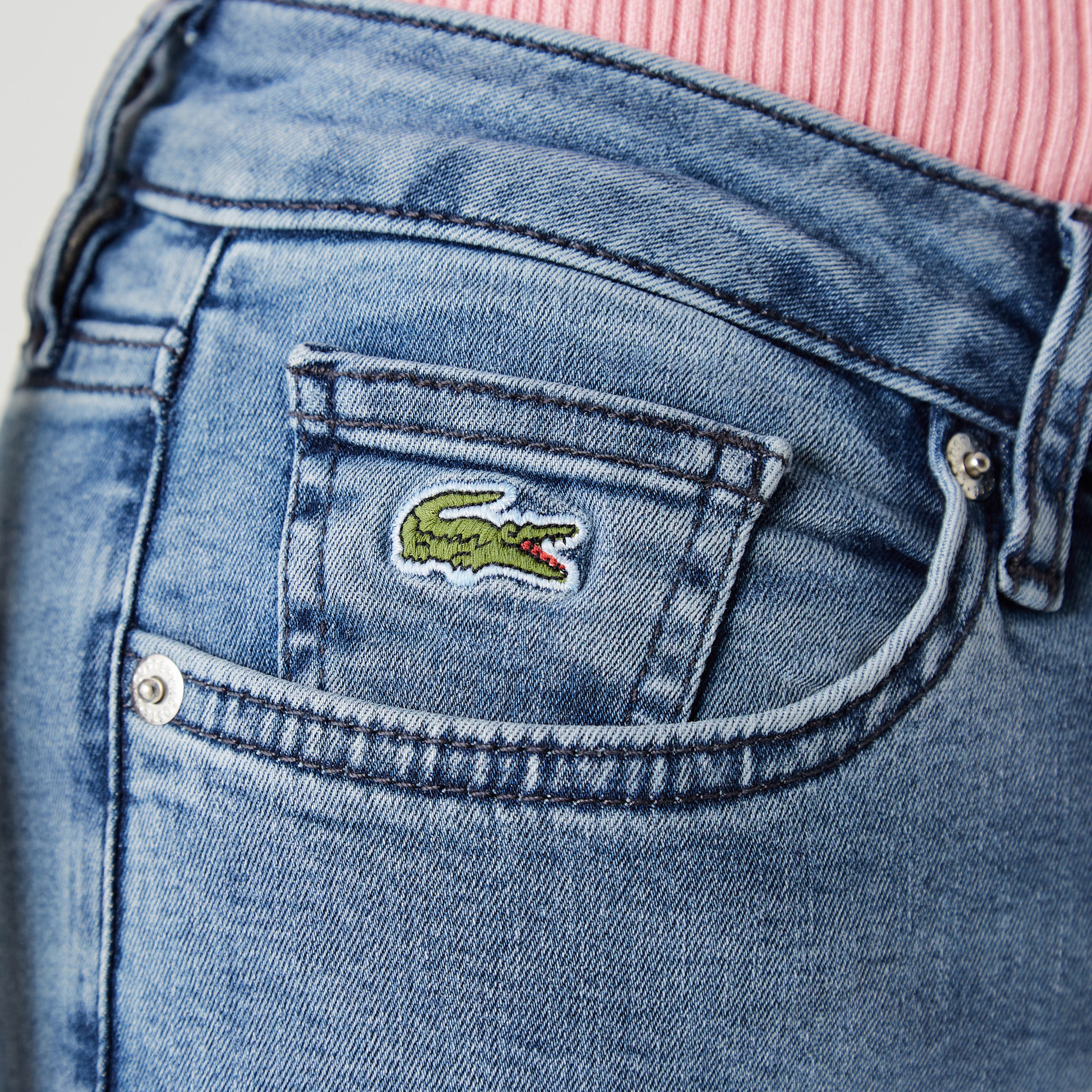 Lacoste Kadın Skinny Fit Denim Mavi Pantolon