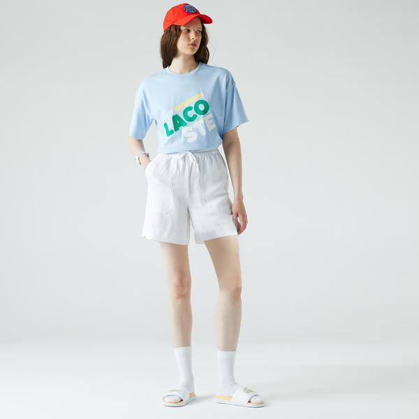 Lacoste Kadın Relaxed Fit Beyaz Şort