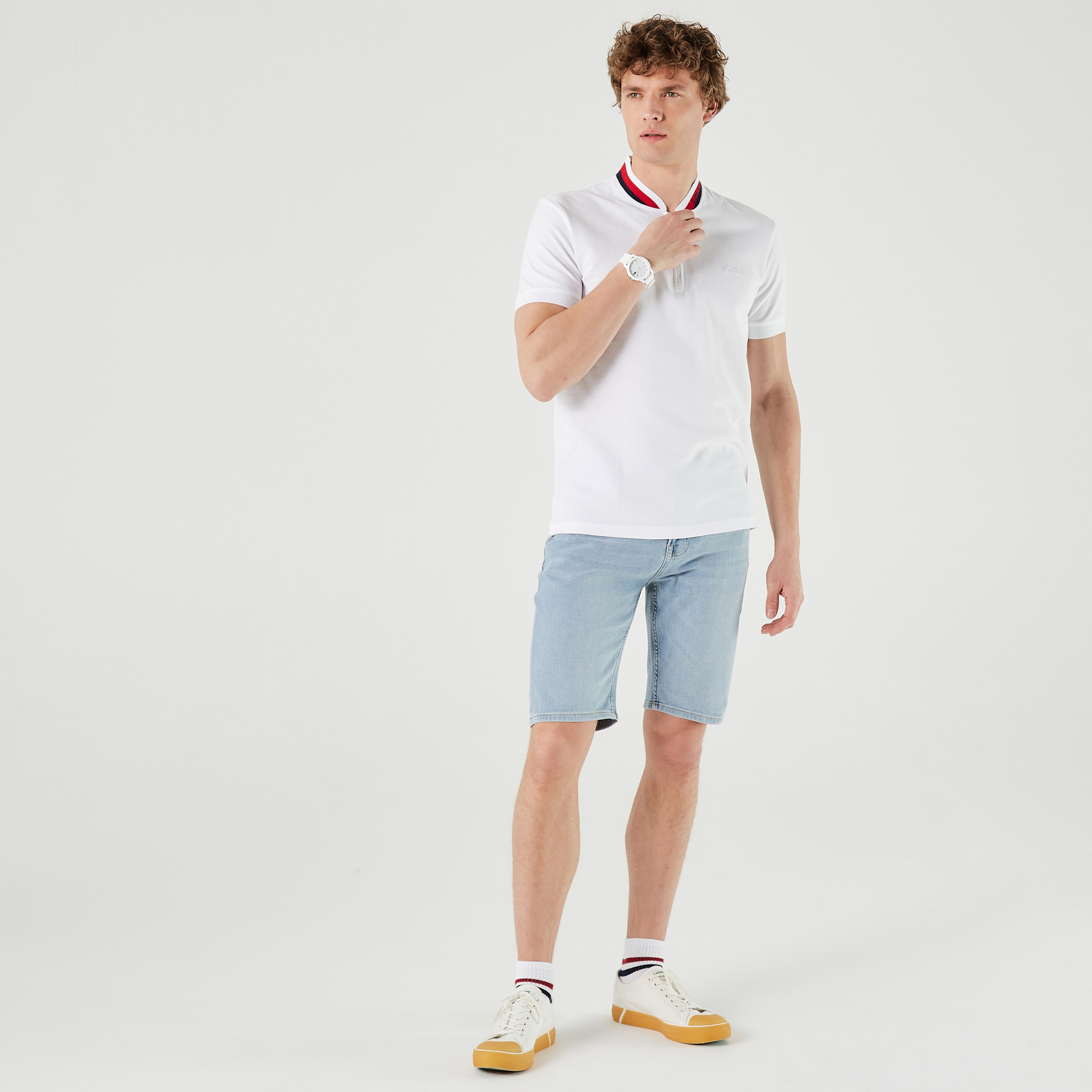 Lacoste Erkek Regular Fit Hakim Yaka Baskılı Beyaz Polo