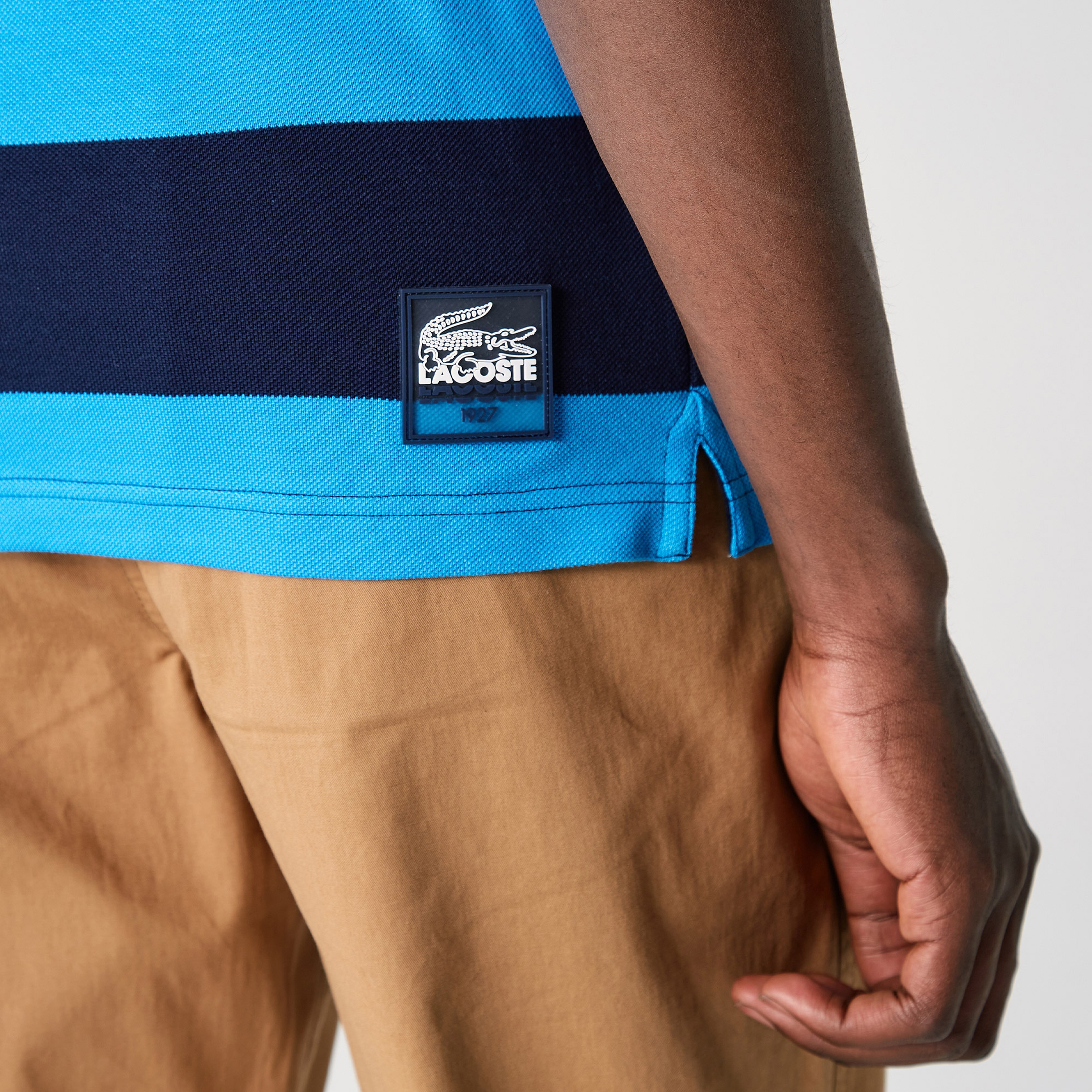 Lacoste Erkek Regular Fit Çizgili Mavi Polo