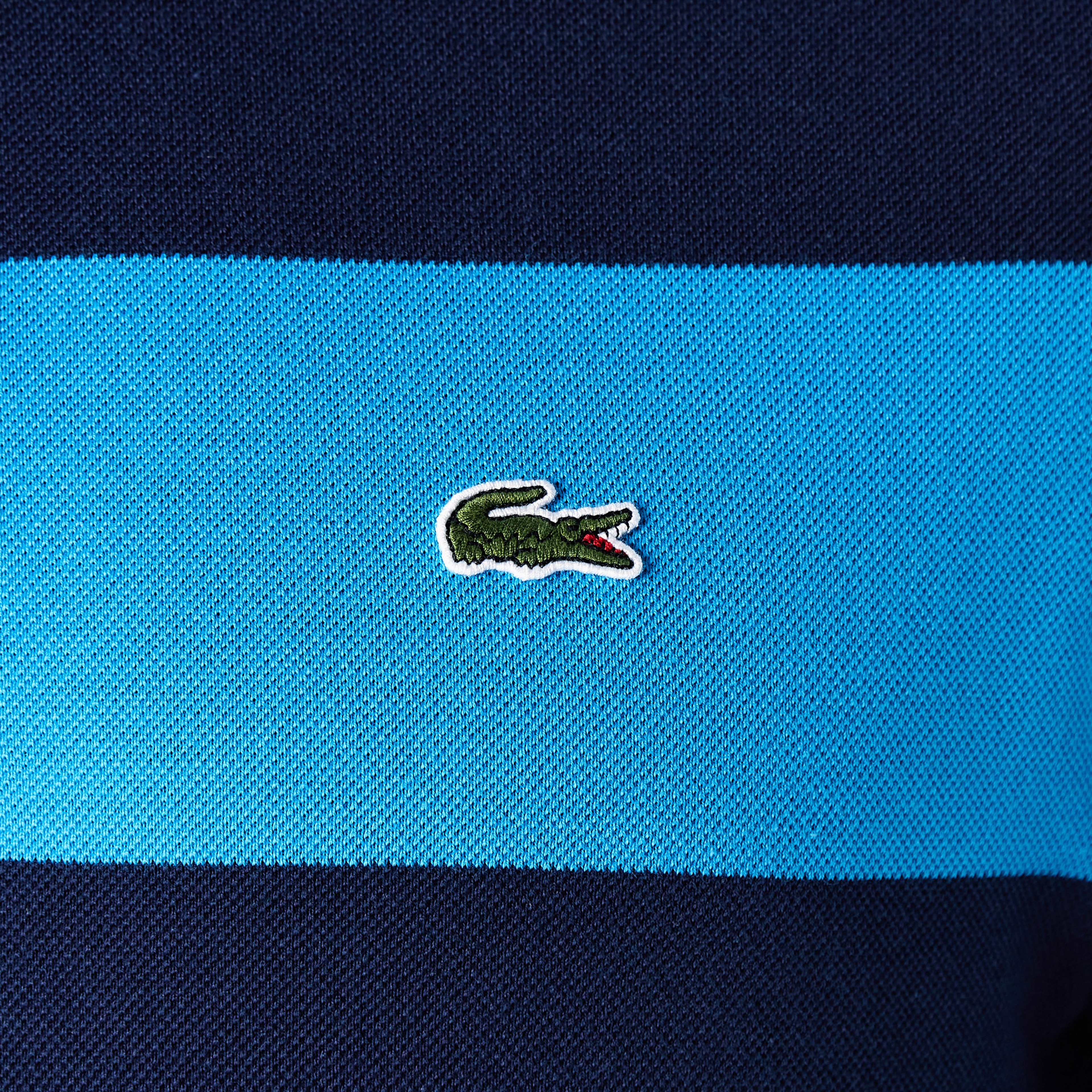 Lacoste Erkek Regular Fit Çizgili Mavi Polo