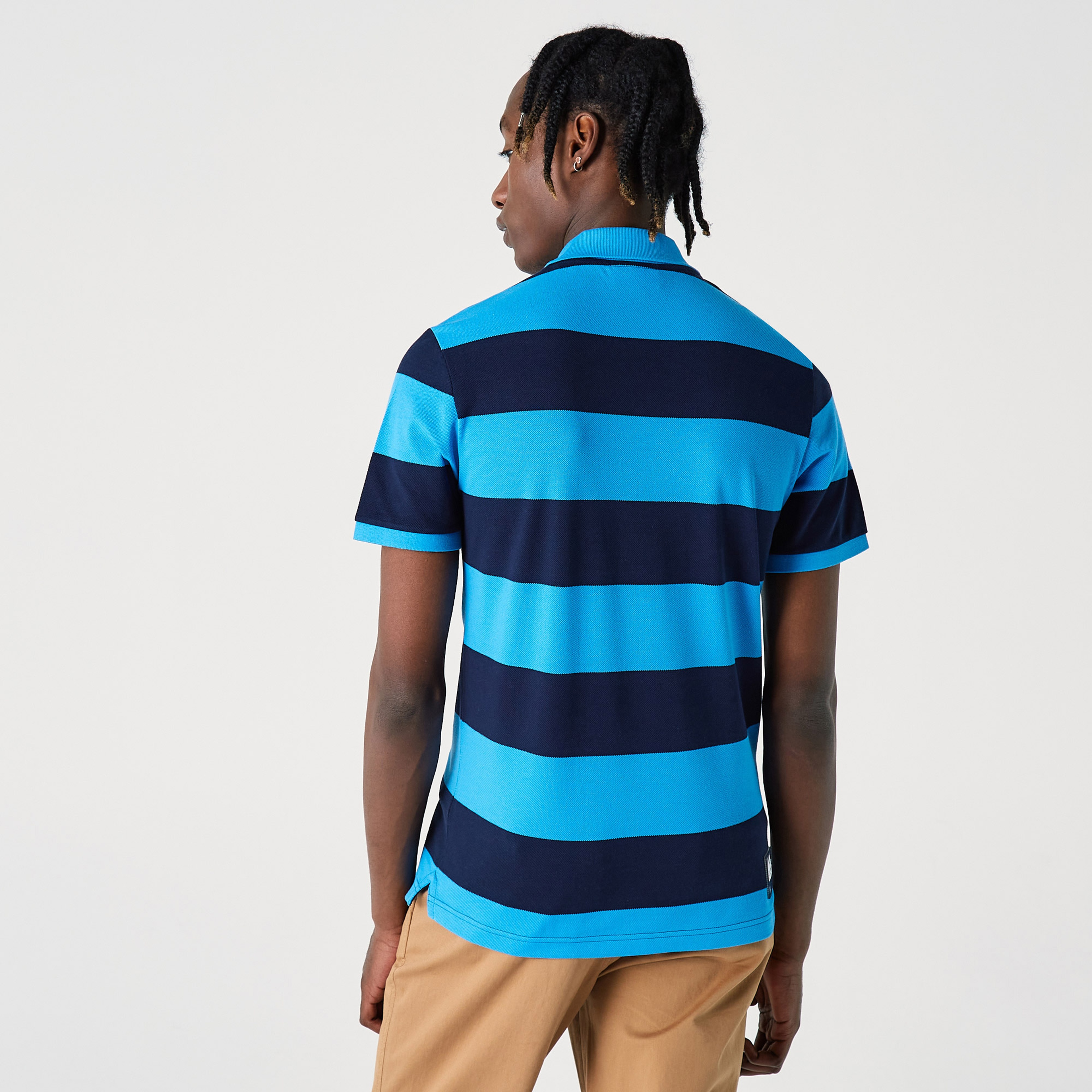 Lacoste Erkek Regular Fit Çizgili Mavi Polo