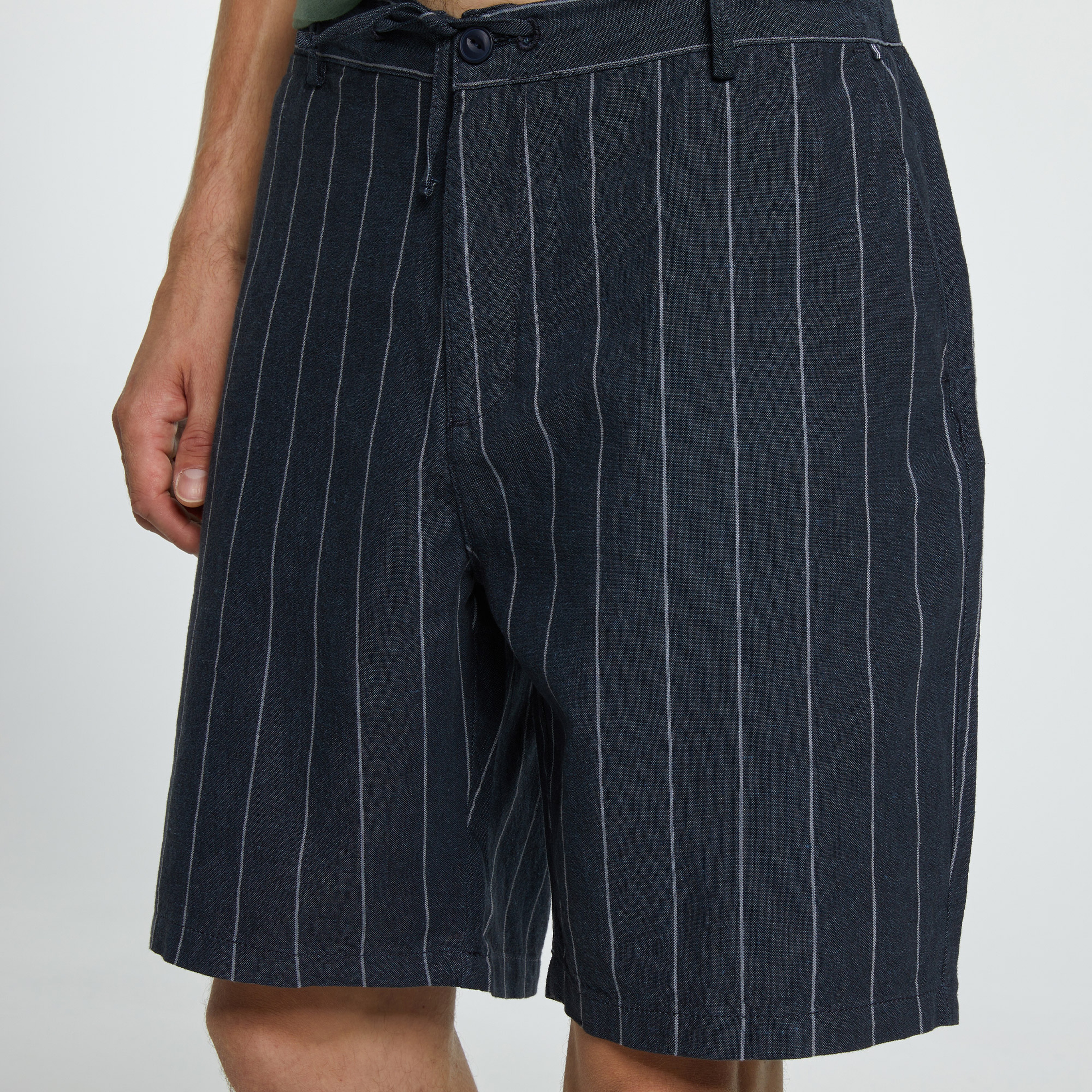 NAUTICA ERKEK LACİVERT KETEN BERMUDA ŞORT