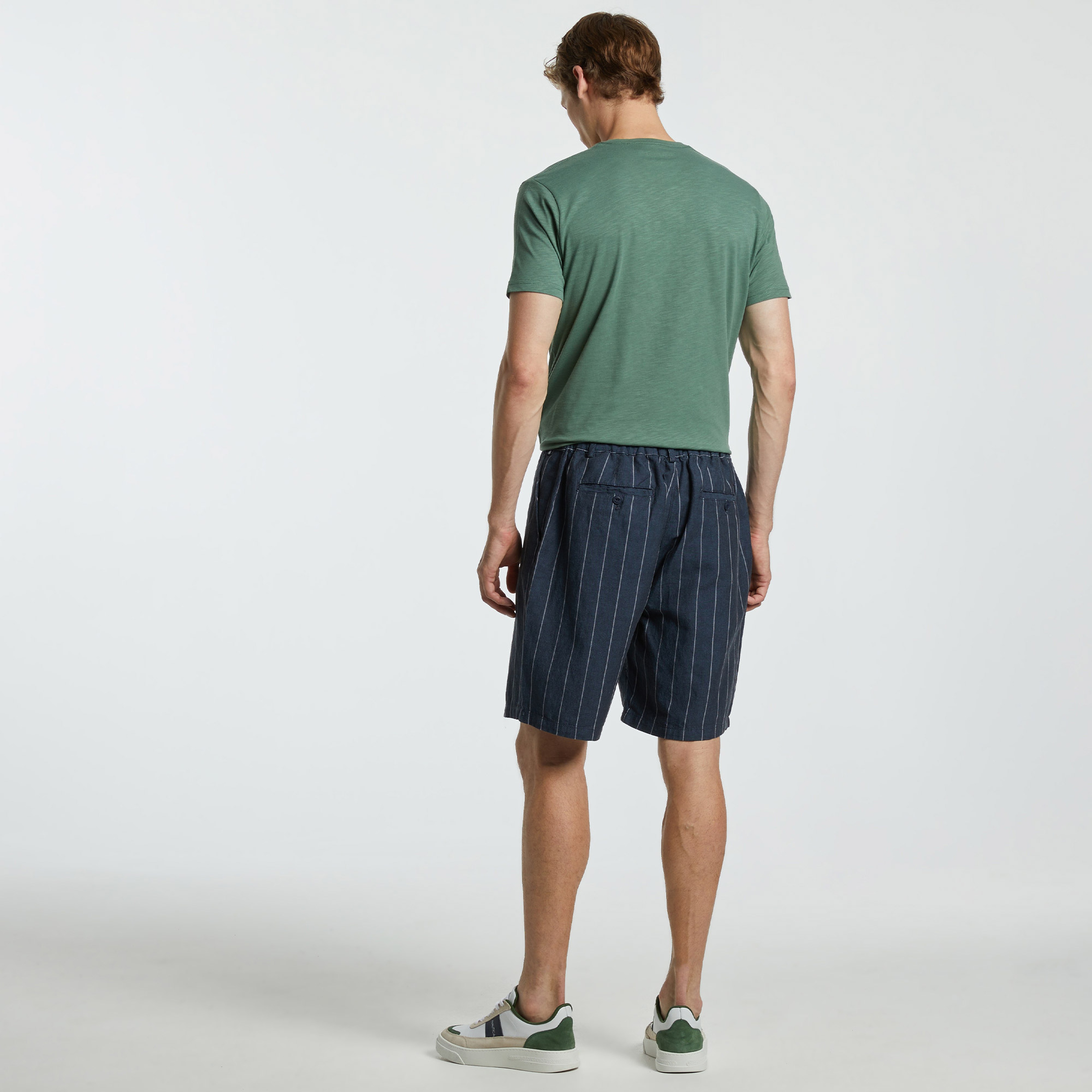 NAUTICA ERKEK LACİVERT KETEN BERMUDA ŞORT