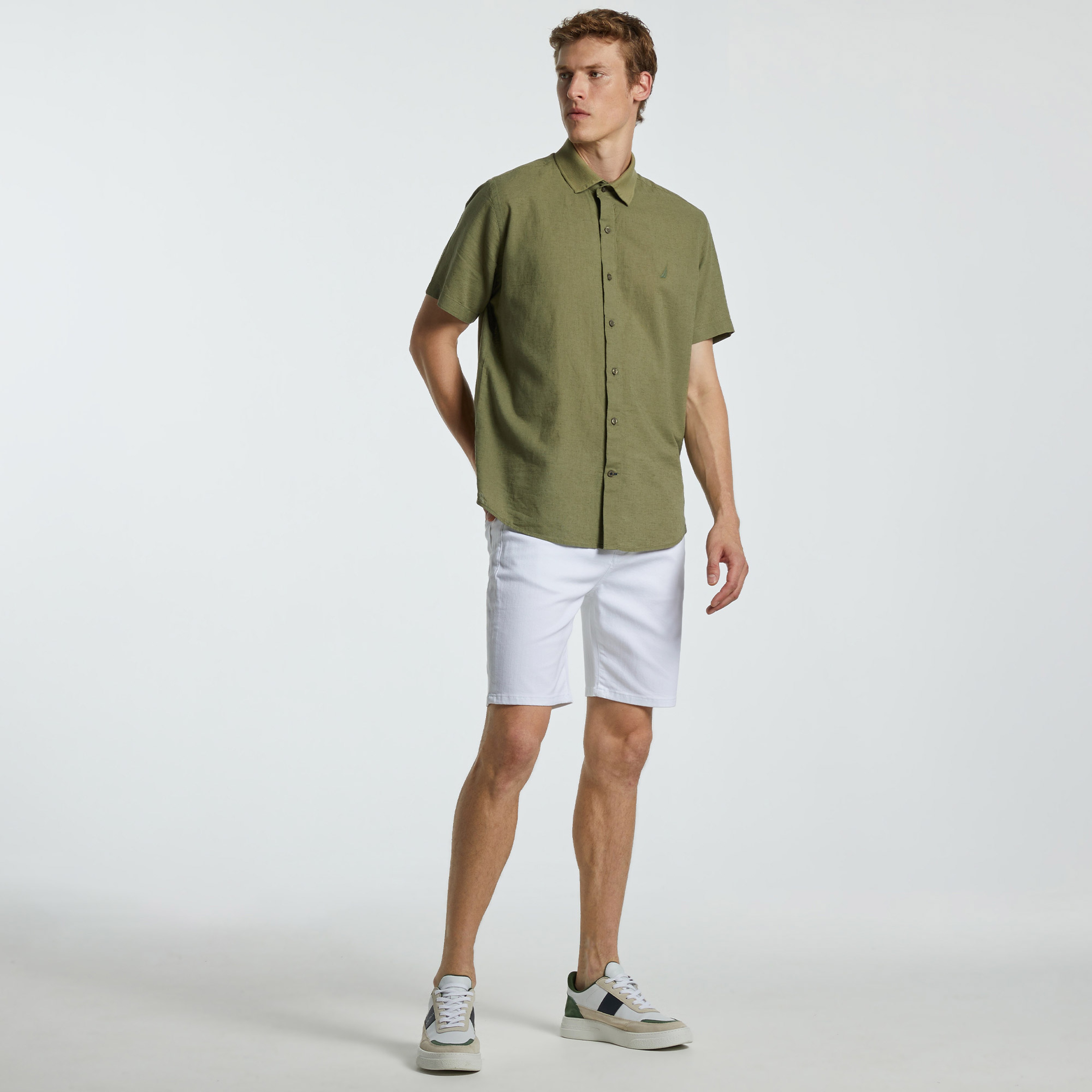 NAUTICA ERKEK BEYAZ SLIM FIT BERMUDA ŞORT