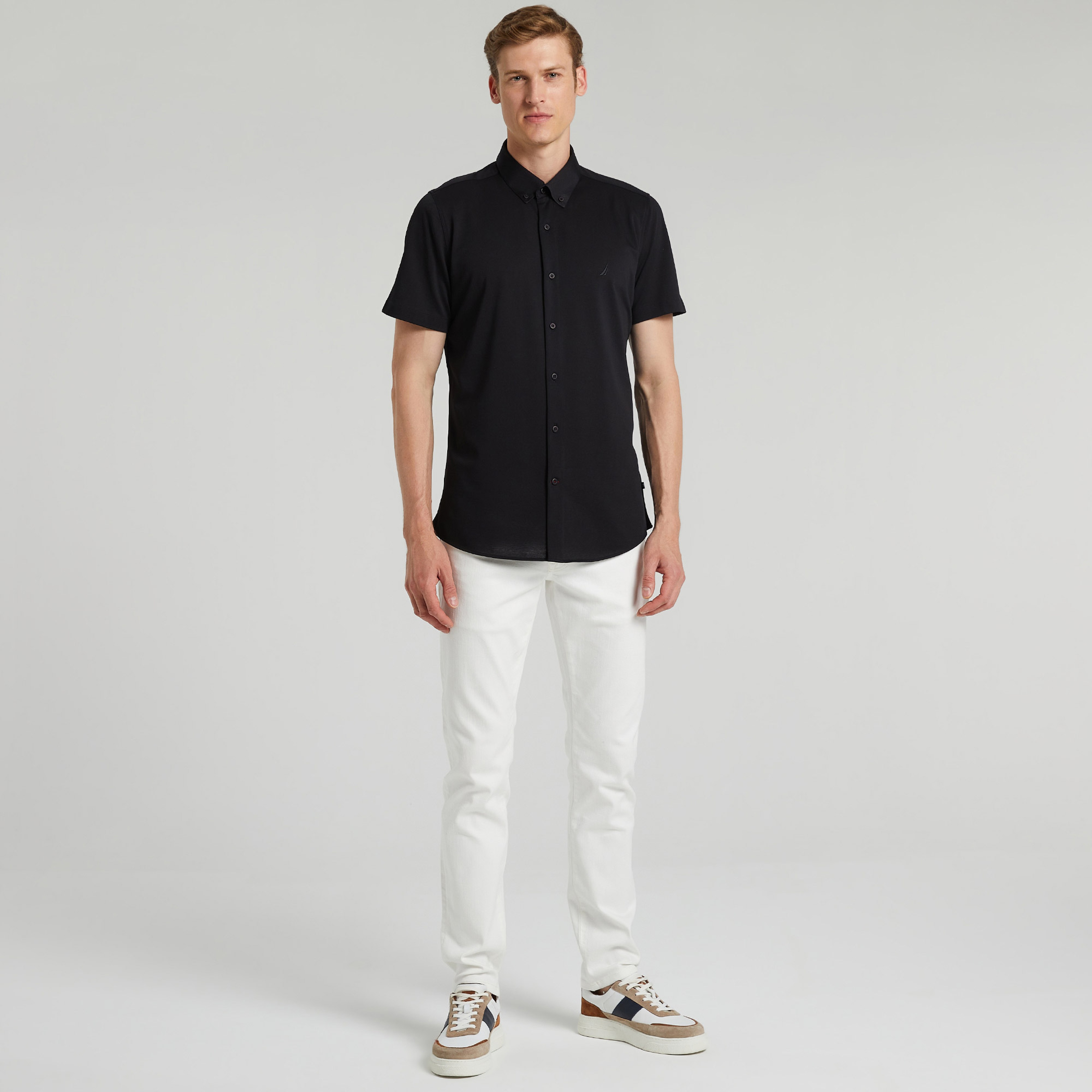 Nautica Erkek Siyah Slim Fit Kısa Kollu Gömlek