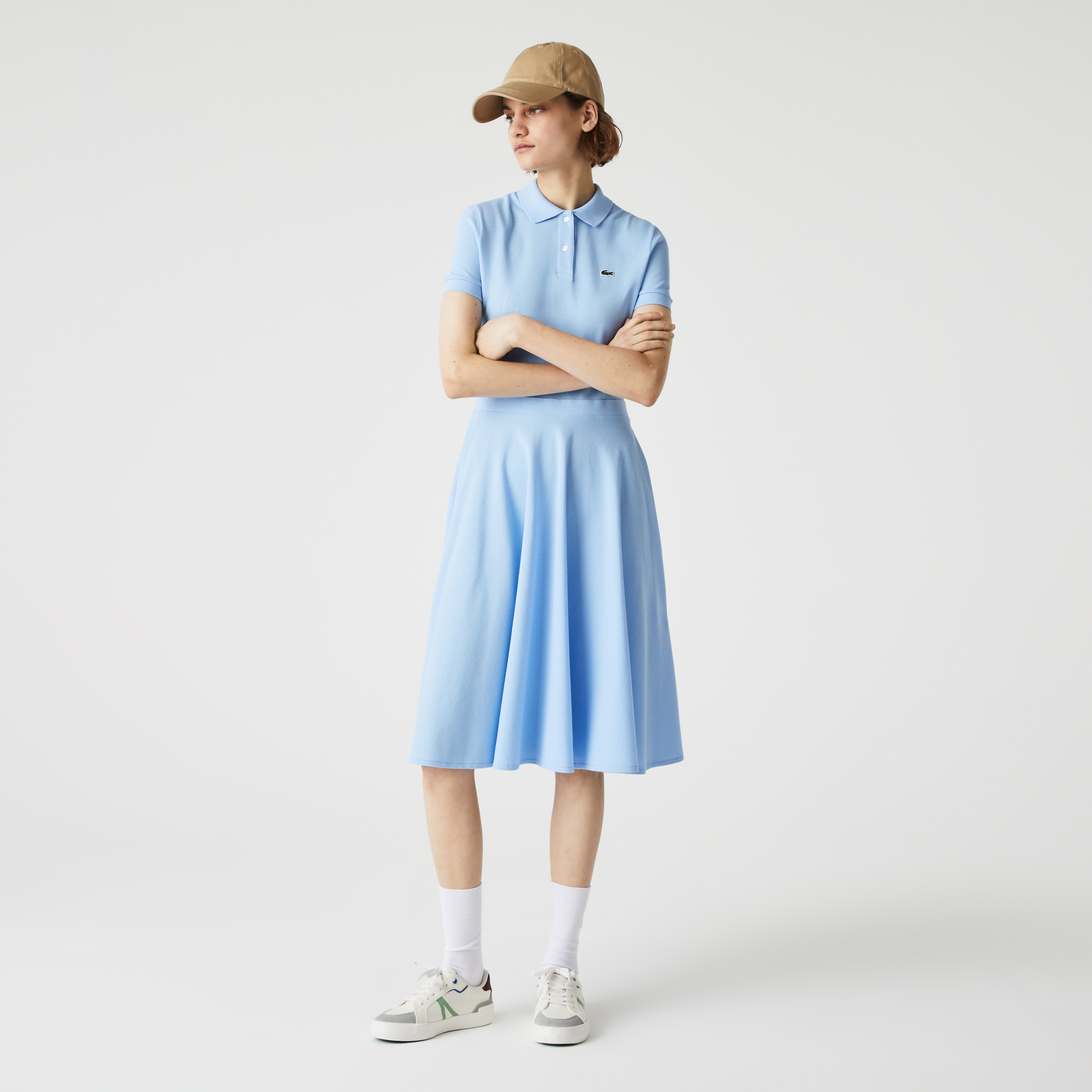 Lacoste Kadın Loose Fit Kısa Kollu Polo Yaka Mavi Elbise