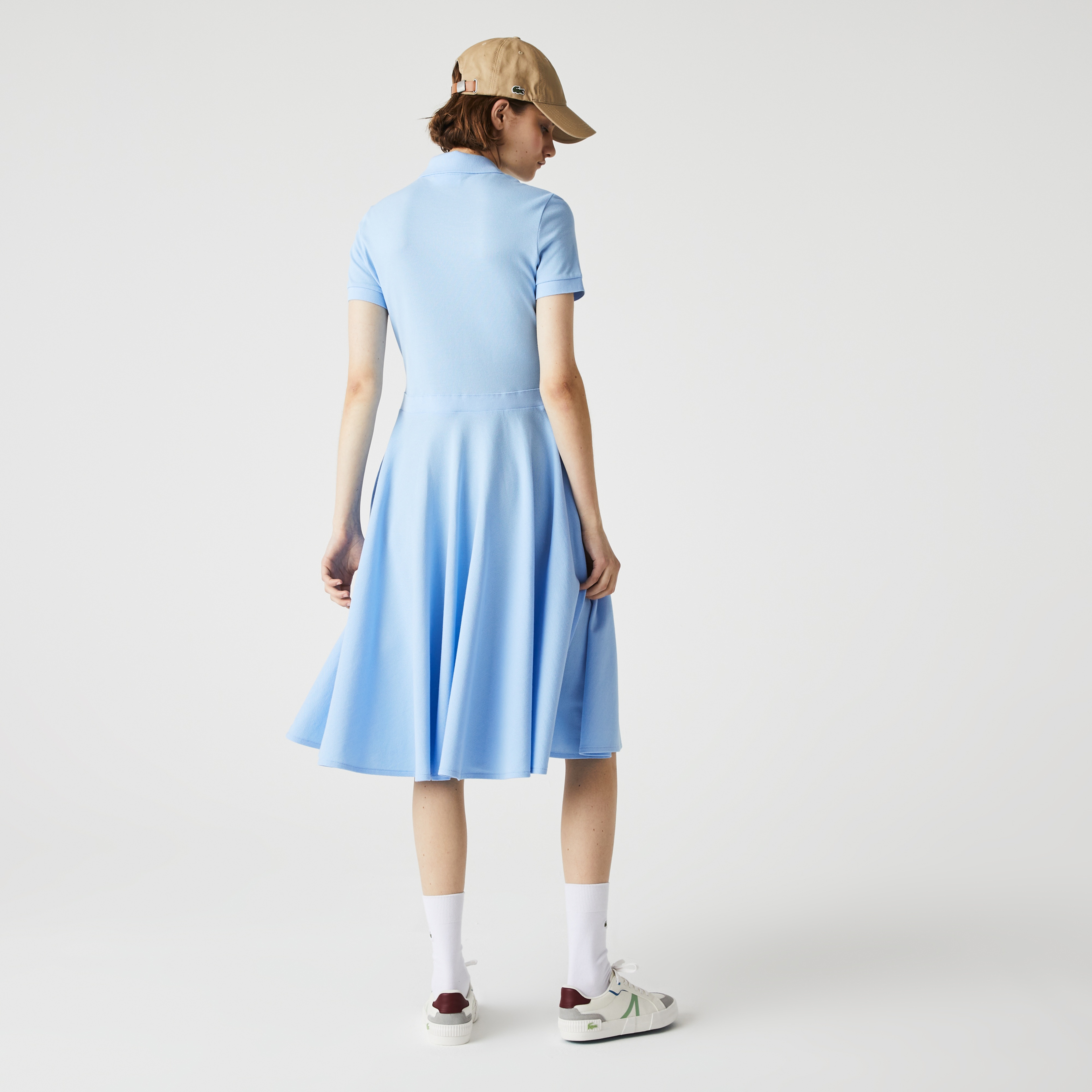 Lacoste Kadın Loose Fit Kısa Kollu Polo Yaka Mavi Elbise