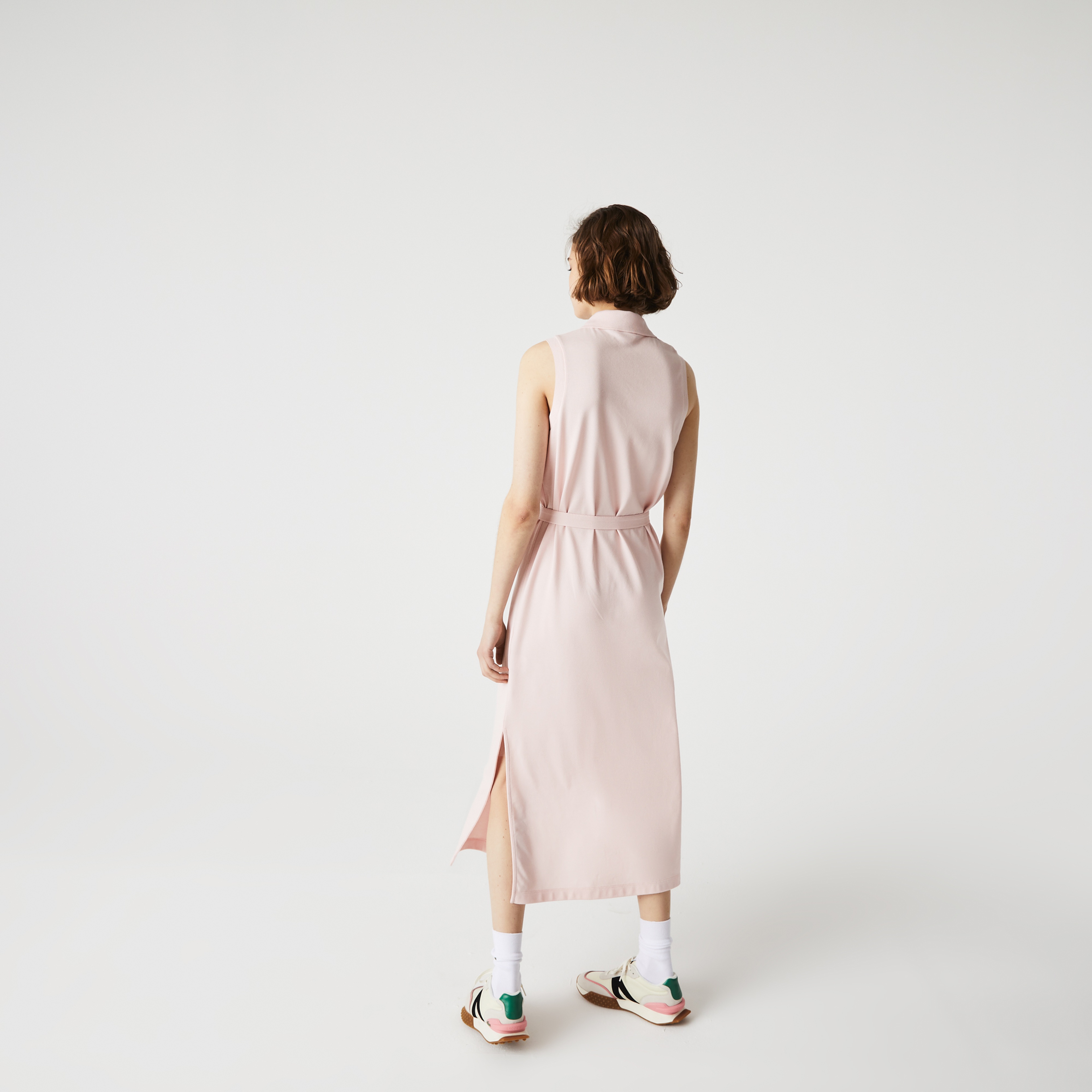 Lacoste Kadın Loose Fit Kolsuz Polo Yaka Pembe Elbise