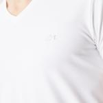 Erkek Slim Fit V Yaka Beyaz T-Shirt