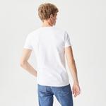 Erkek Slim Fit V Yaka Beyaz T-Shirt