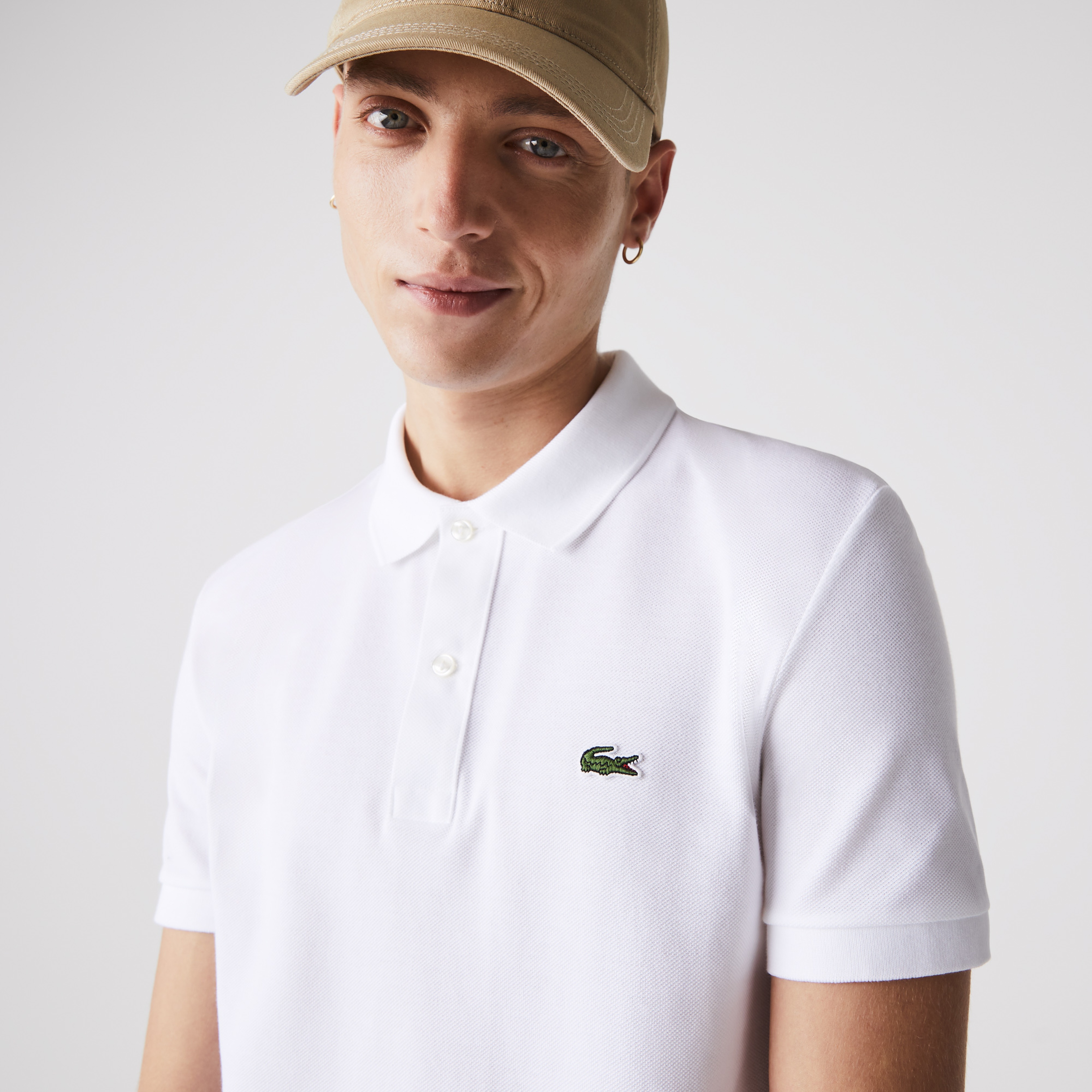 L.12.12 Erkek Slim Fit Beyaz Polo