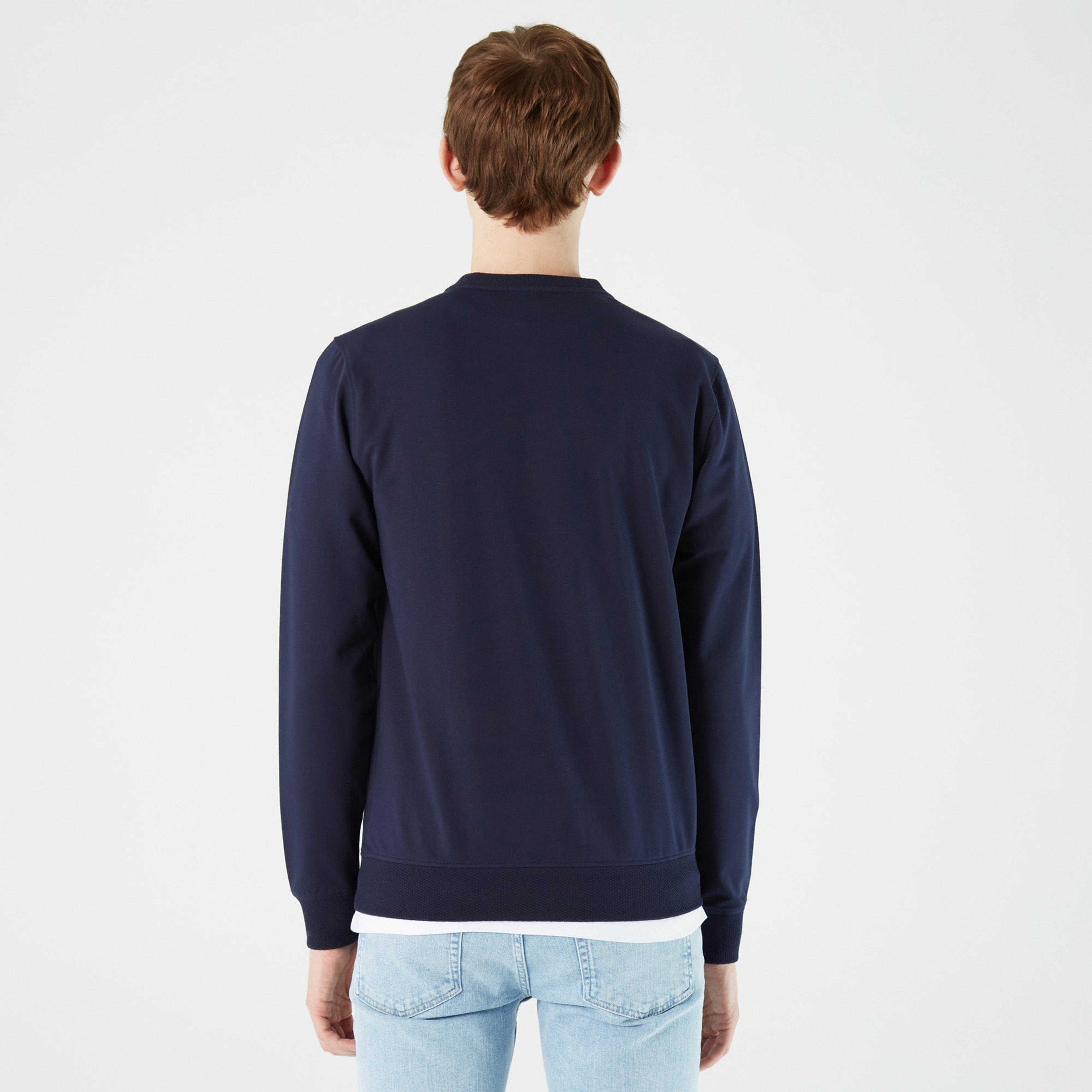 Erkek Slim Fit Bisiklet Yaka Lacivert Sweatshirt