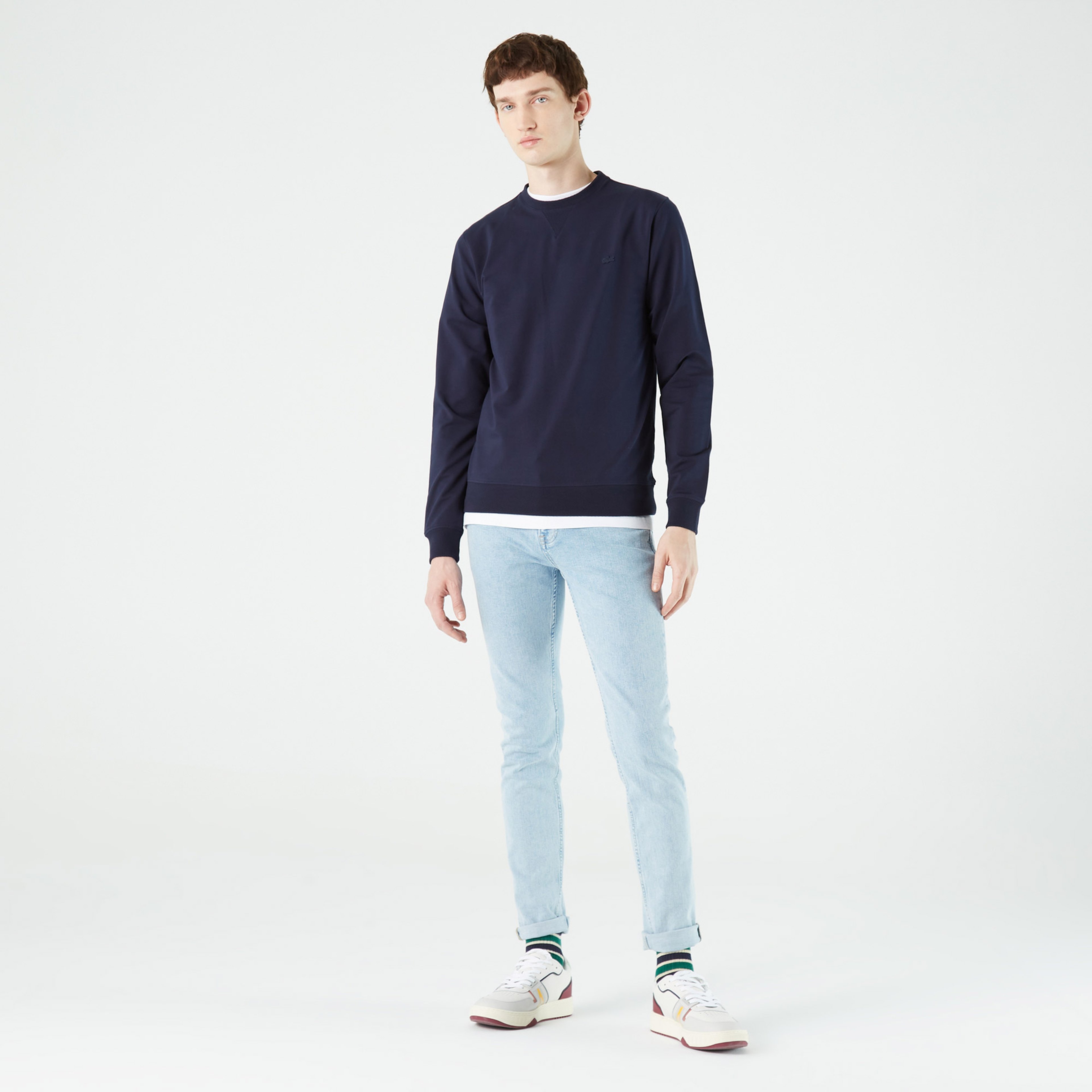 Erkek Slim Fit Bisiklet Yaka Lacivert Sweatshirt