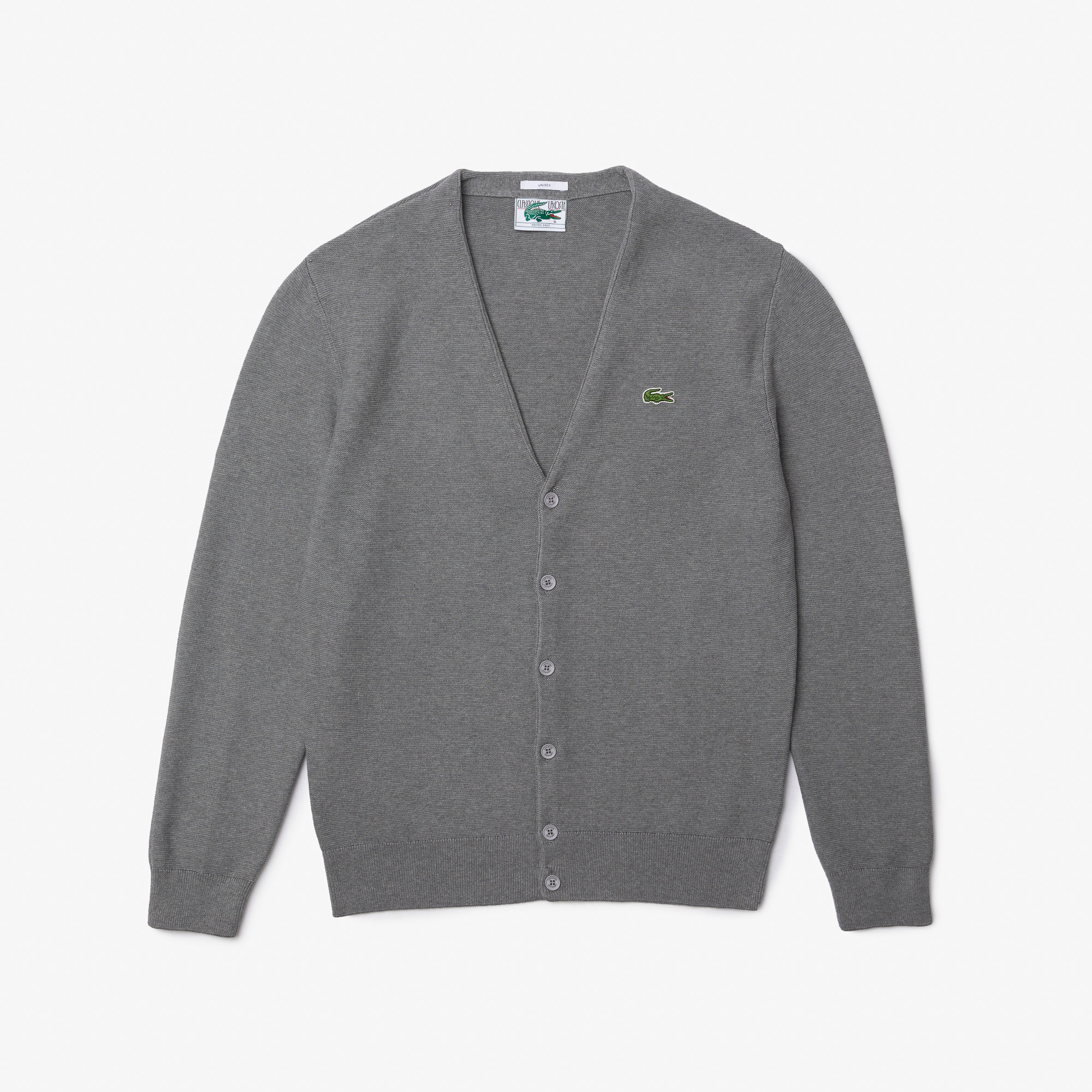 Lacoste Unisex V Yaka Gri Hırka