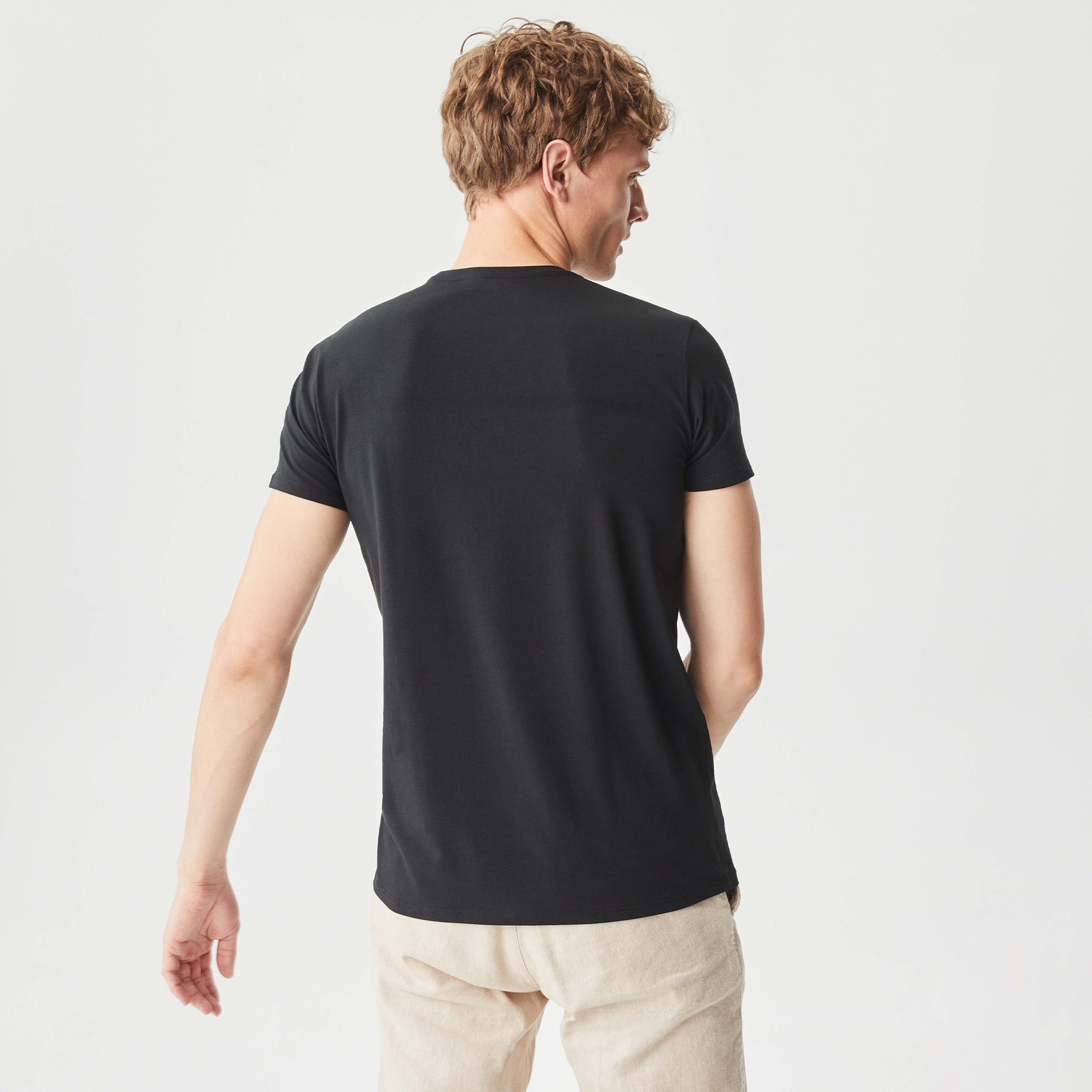 Erkek Slim Fit Bisiklet Yaka Siyah T-Shirt