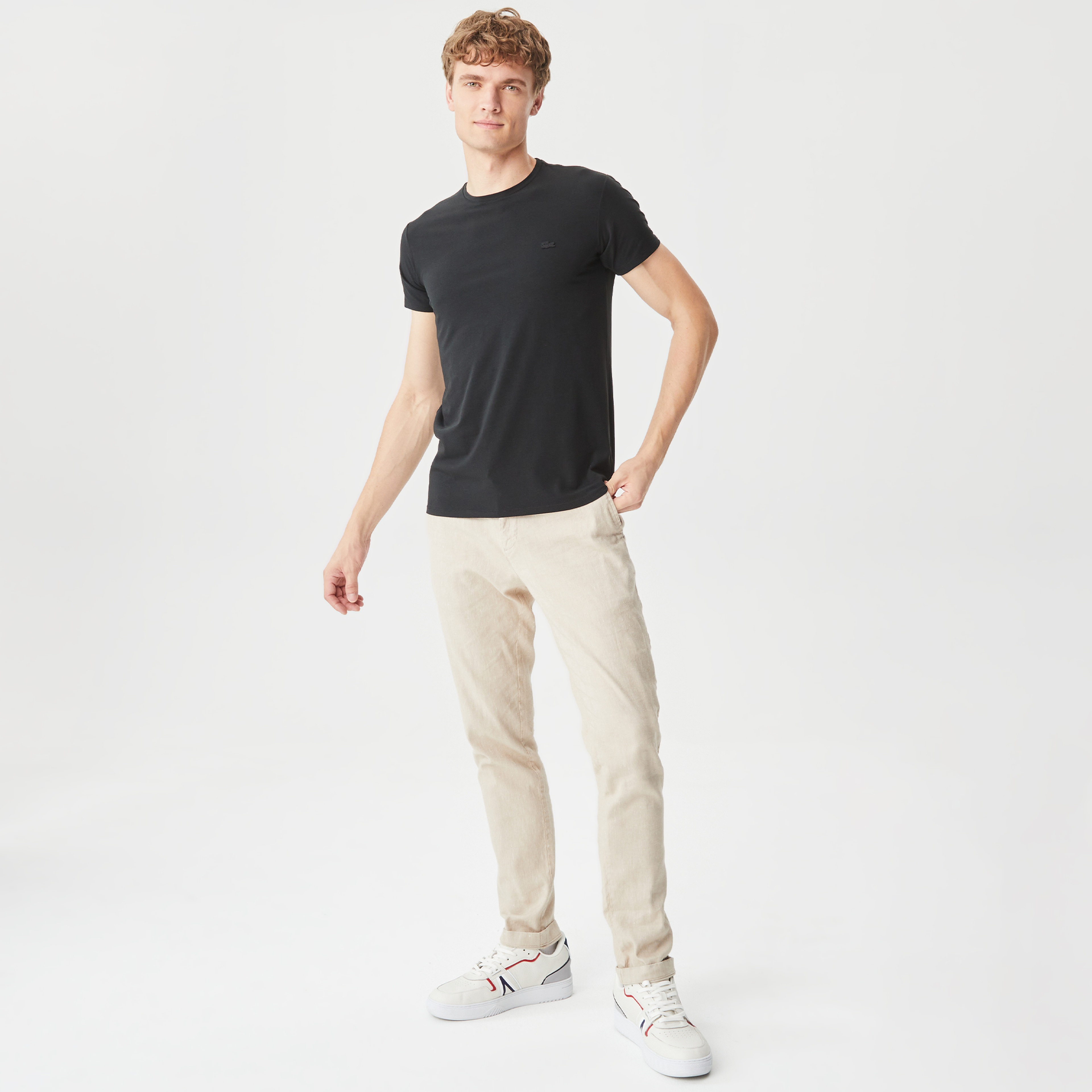 Erkek Slim Fit Bisiklet Yaka Siyah T-Shirt