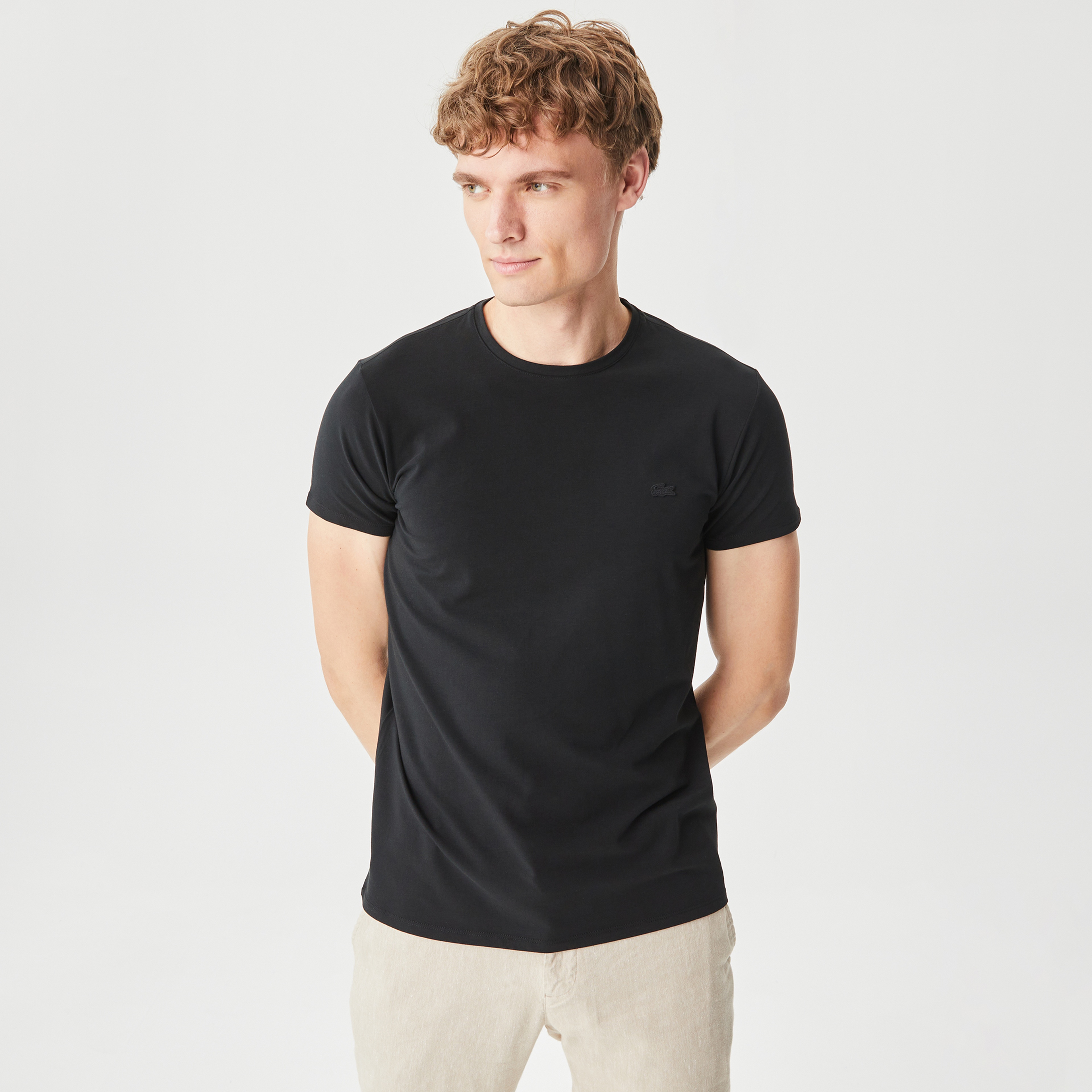 Erkek Slim Fit Bisiklet Yaka Siyah T-Shirt