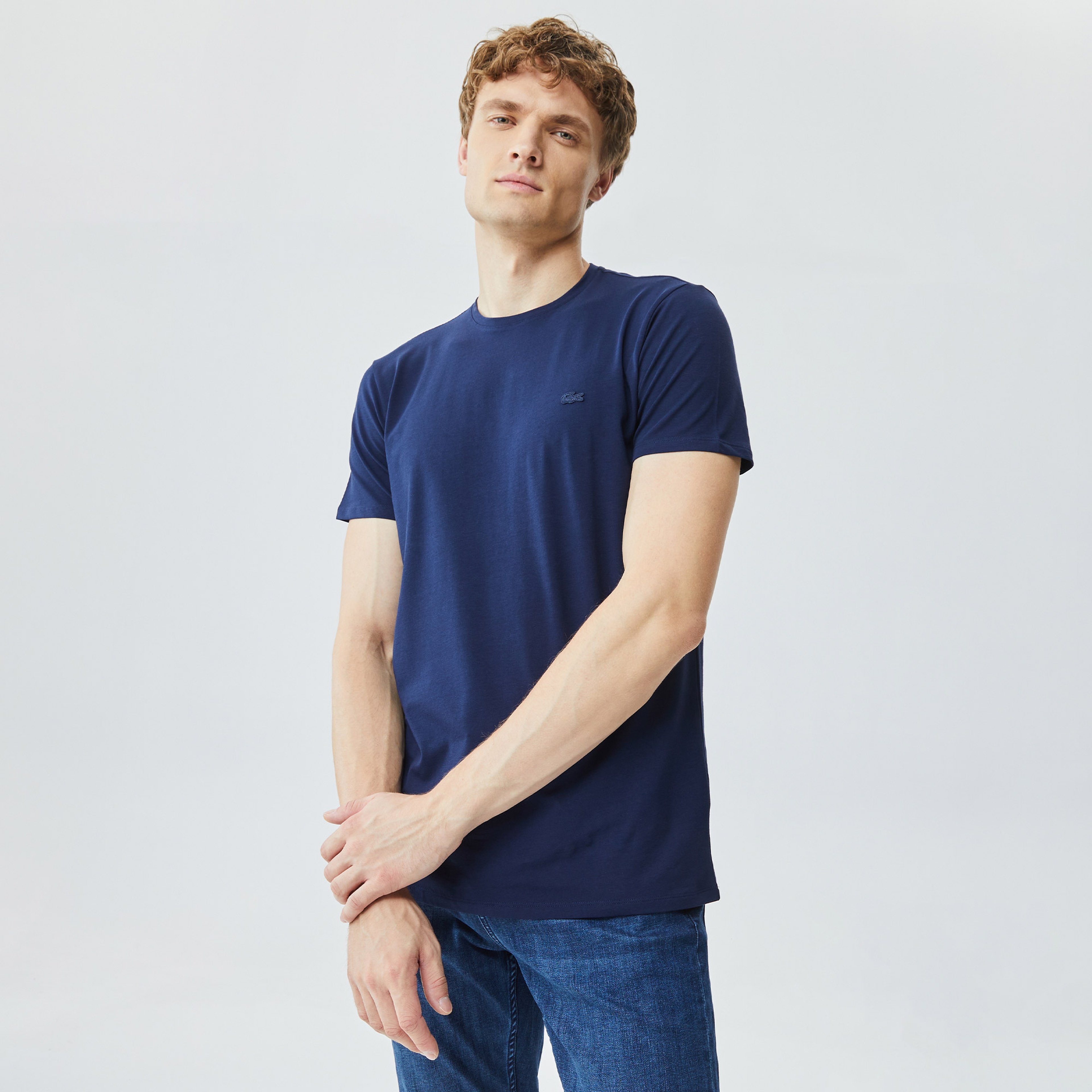 Lacoste Erkek Regular Fit Bisiklet Yaka Lacivert T-Shirt