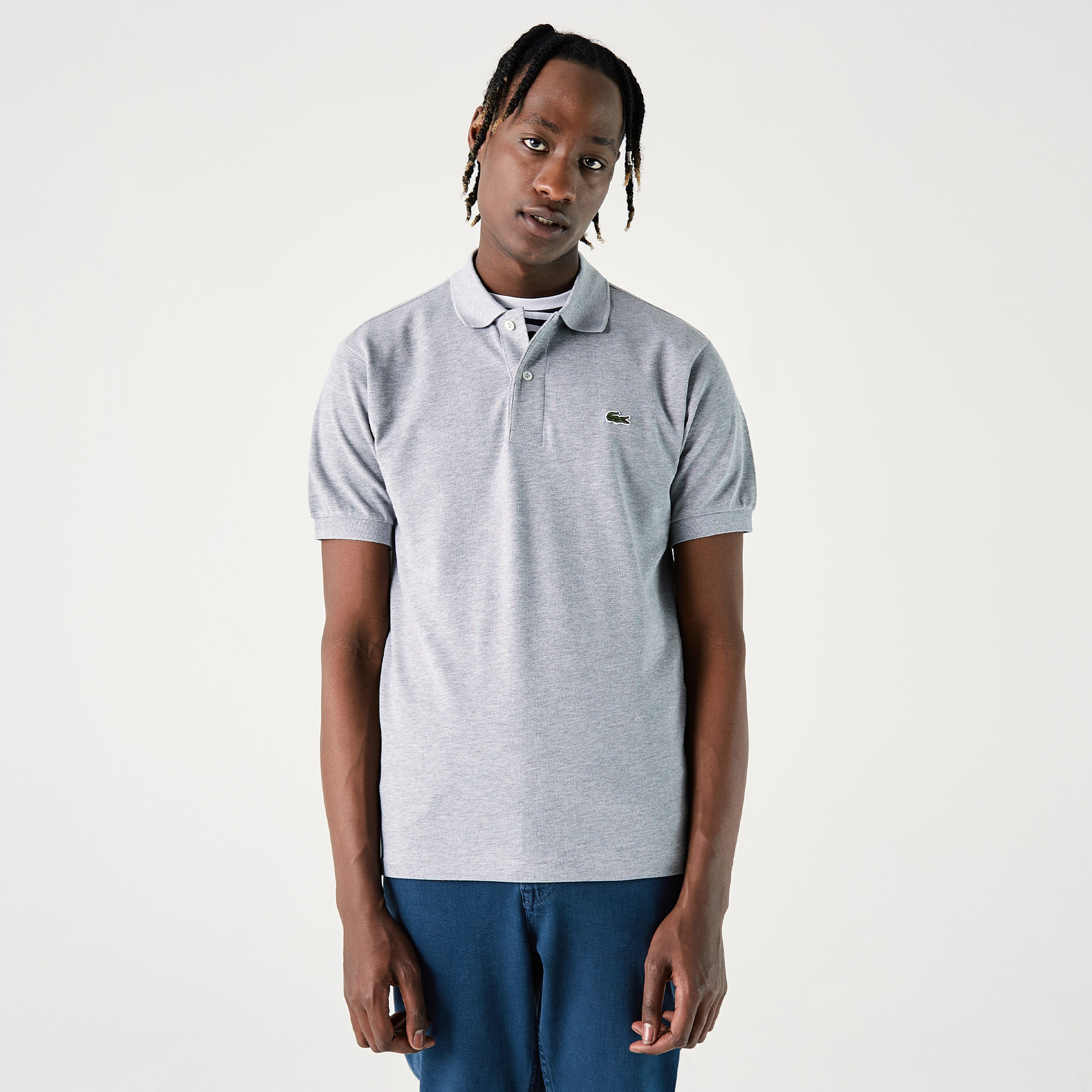 Lacoste Erkek Slim Fit Marl L.12.12 Açık Gri Polo