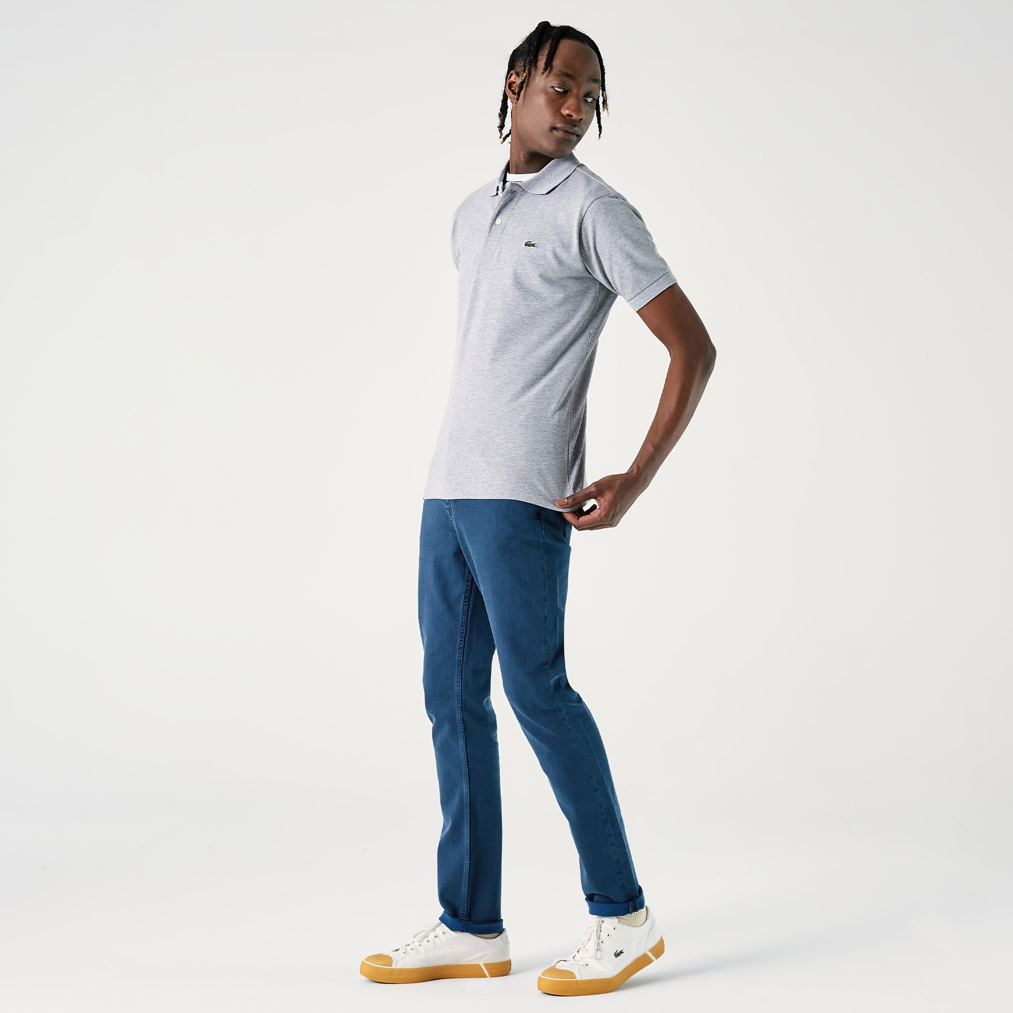 Lacoste Erkek Slim Fit Marl L.12.12 Açık Gri Polo