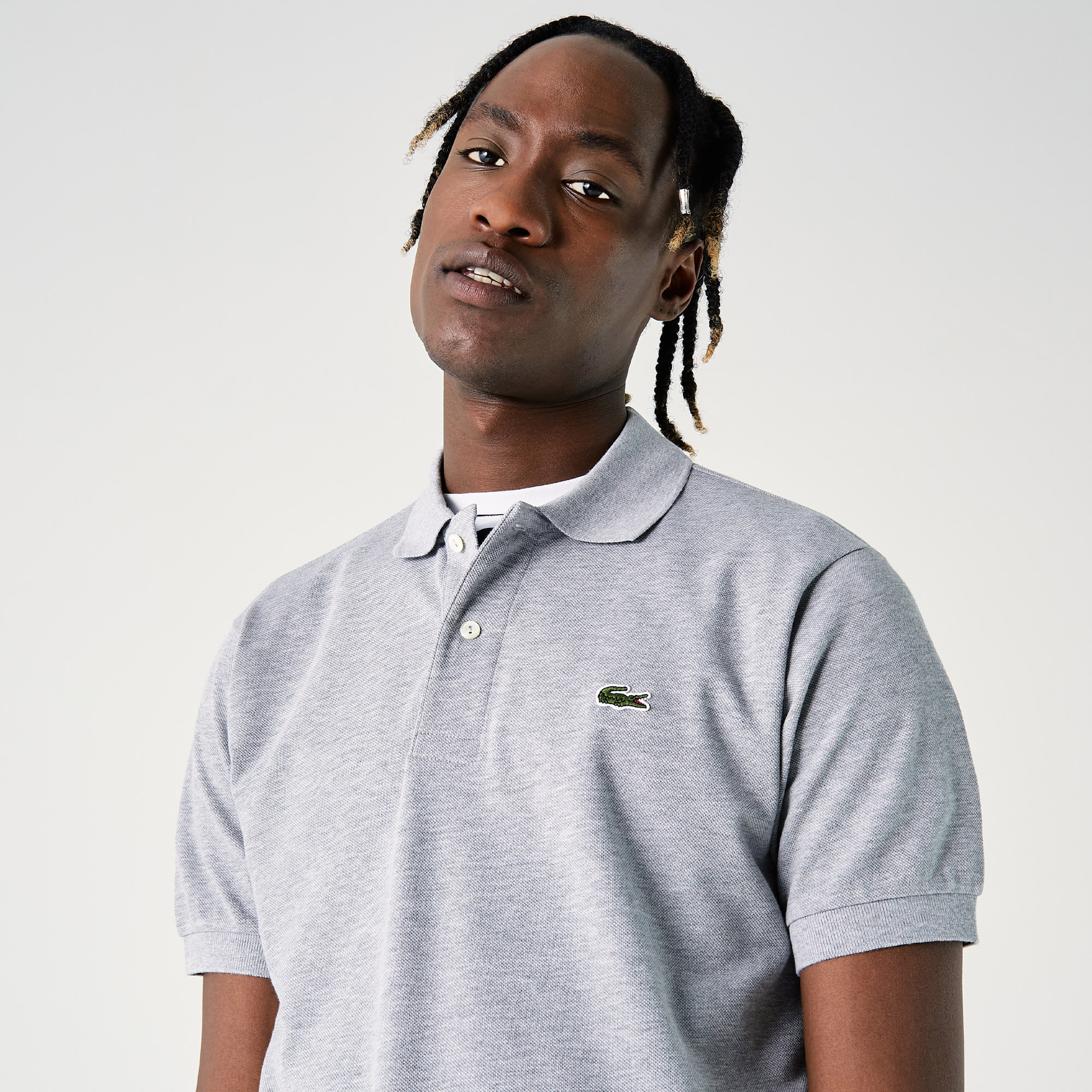 Lacoste Erkek Slim Fit Marl L.12.12 Açık Gri Polo