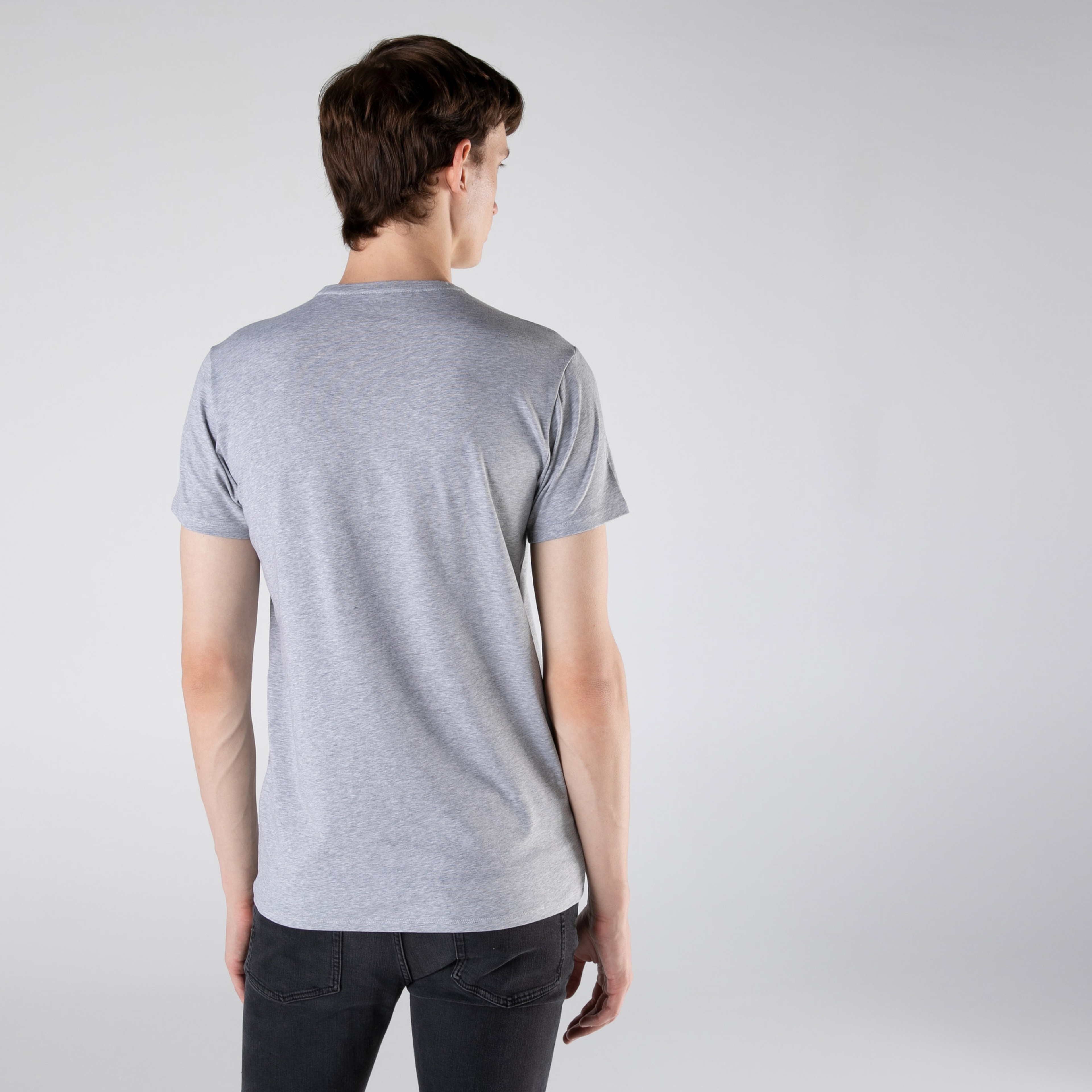 Lacoste Erkek Slim Fit Bisiklet Yaka Gri T-Shirt