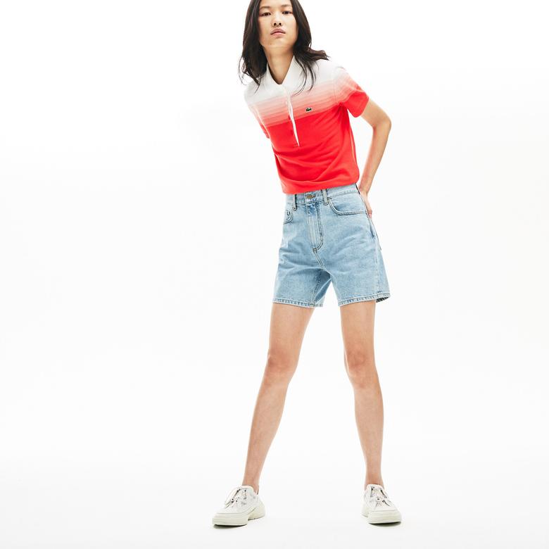 Lacoste Kadın Regular Fit Mavi Denim Bermuda
