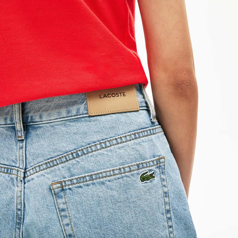 Lacoste Kadın Regular Fit Mavi Denim Bermuda