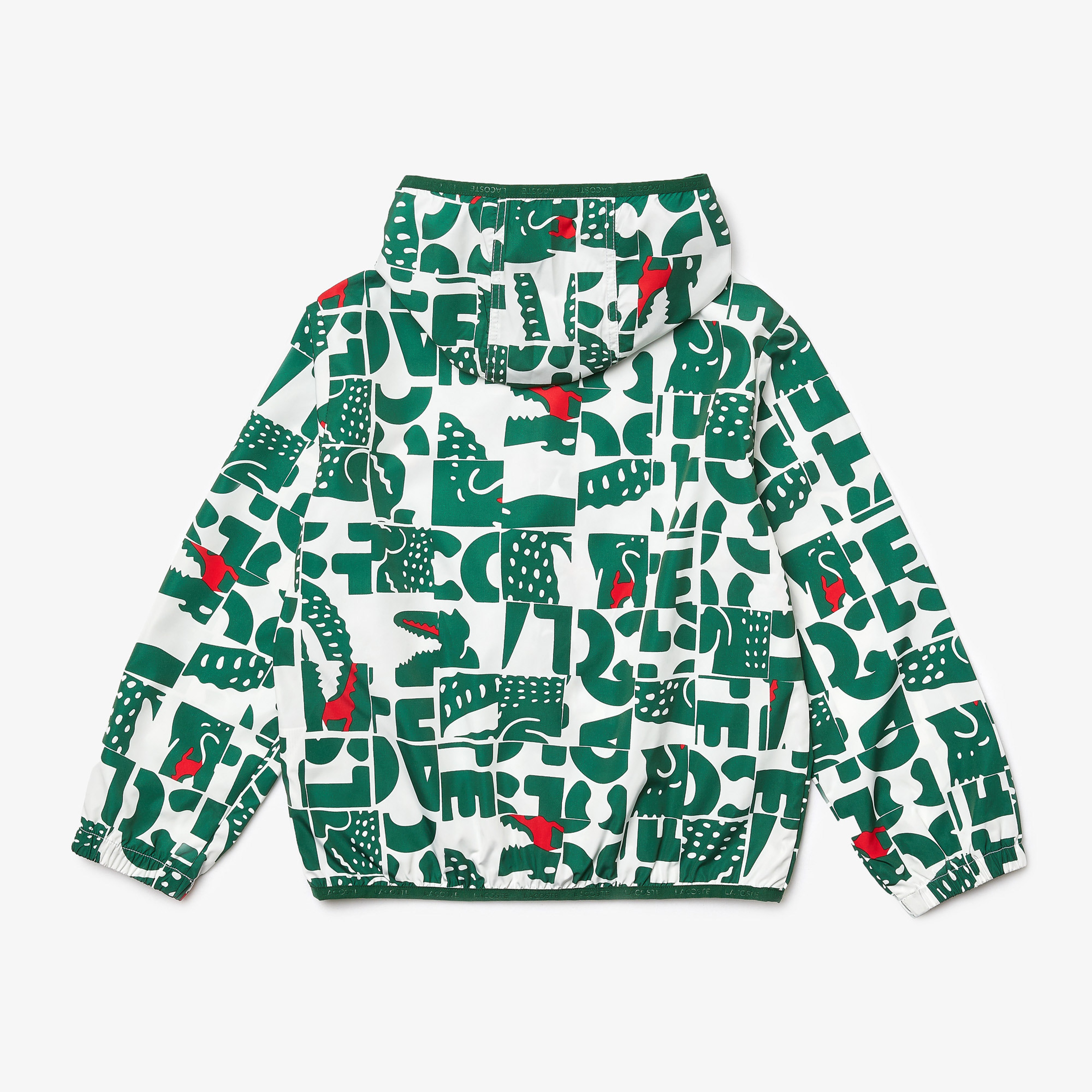 Lacoste Heritage Erkek Çocuk Kapüşonlu Fermuarlı Baskılı Yeşil Mont