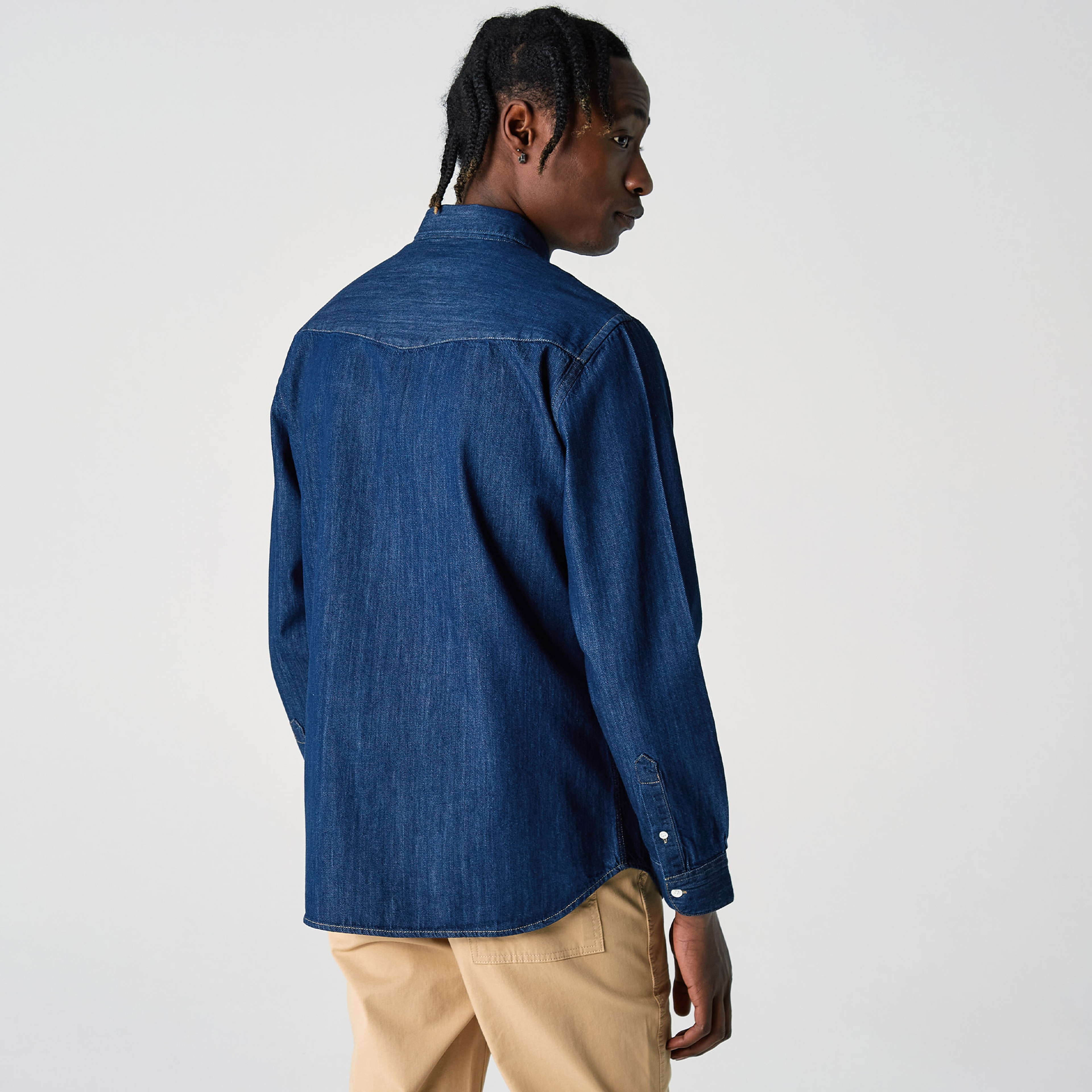 Lacoste Erkek Regular Fit Organik Pamuk Koyu Denim Gömlek