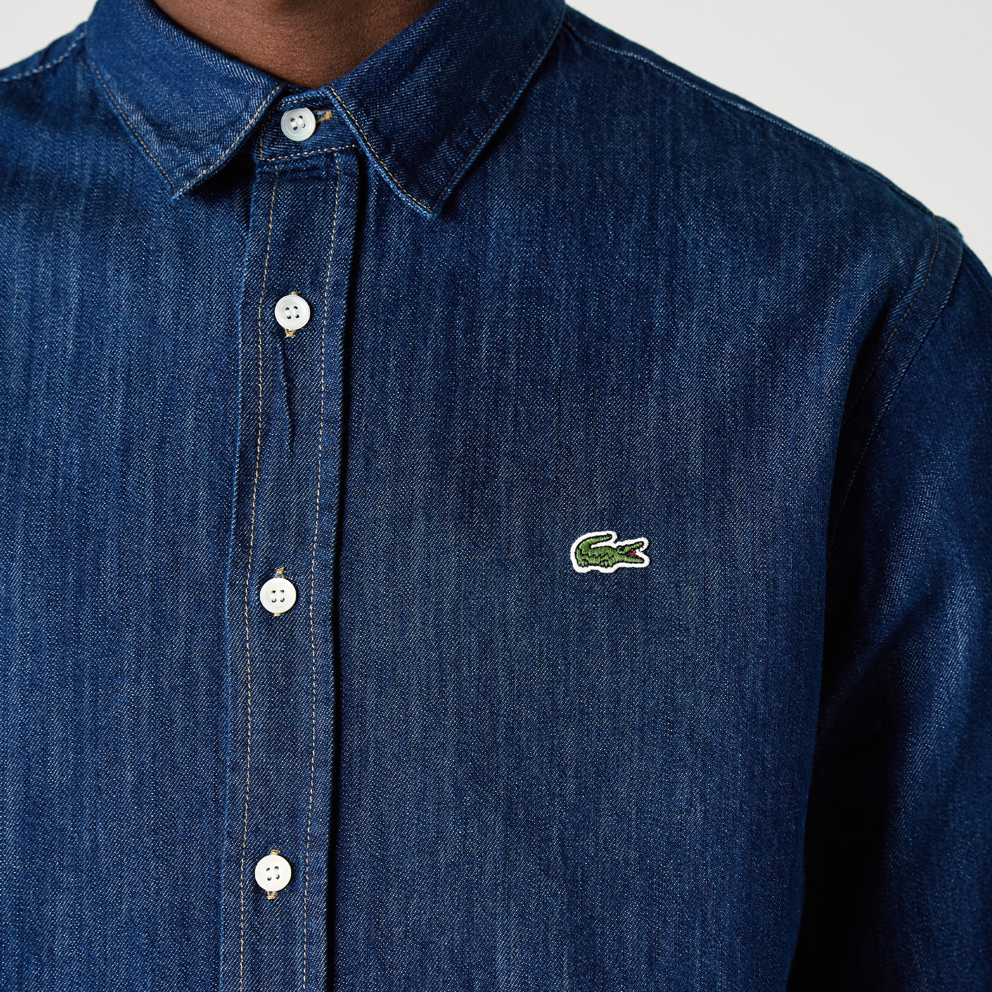 Lacoste Erkek Regular Fit Organik Pamuk Koyu Denim Gömlek