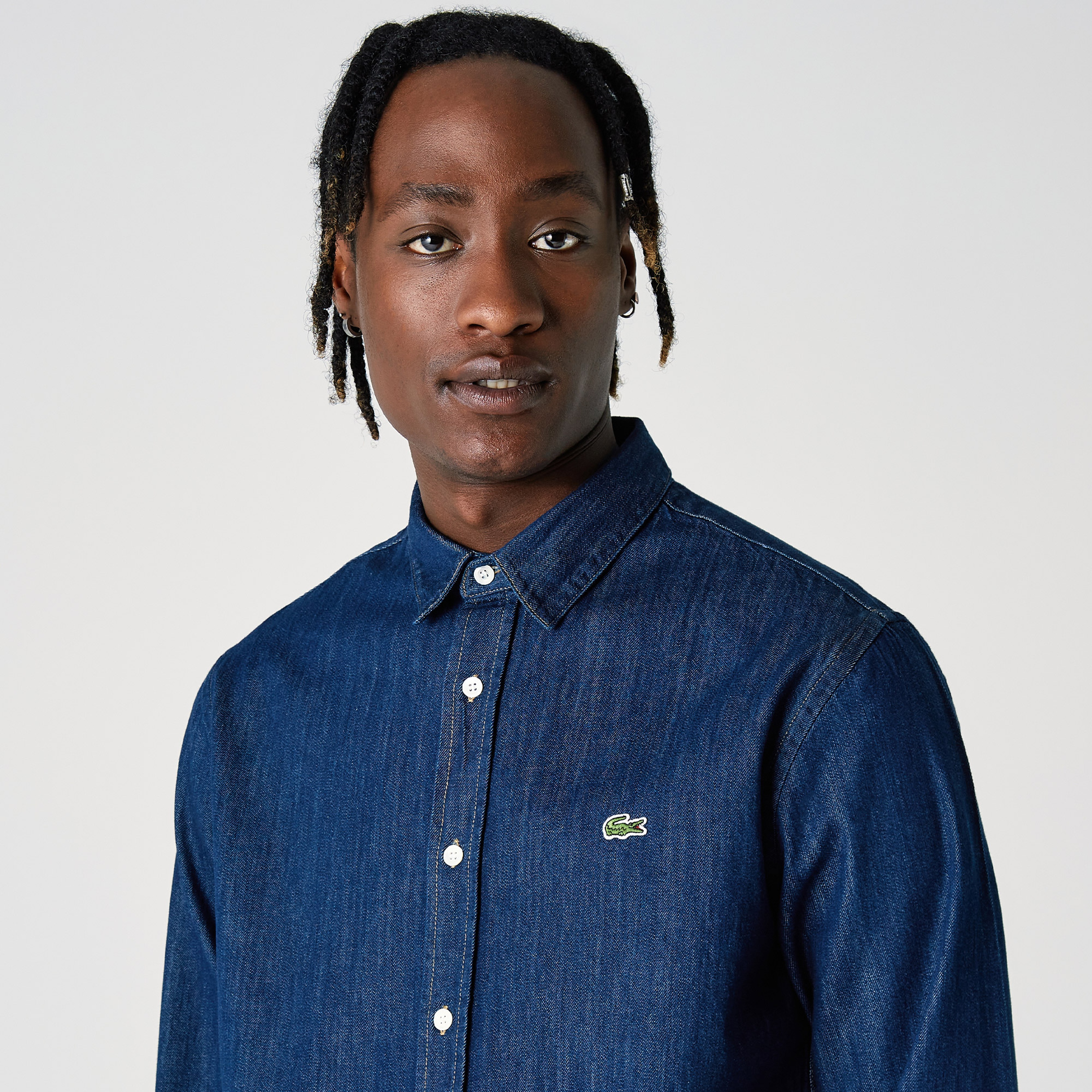 Lacoste Erkek Regular Fit Organik Pamuk Koyu Denim Gömlek