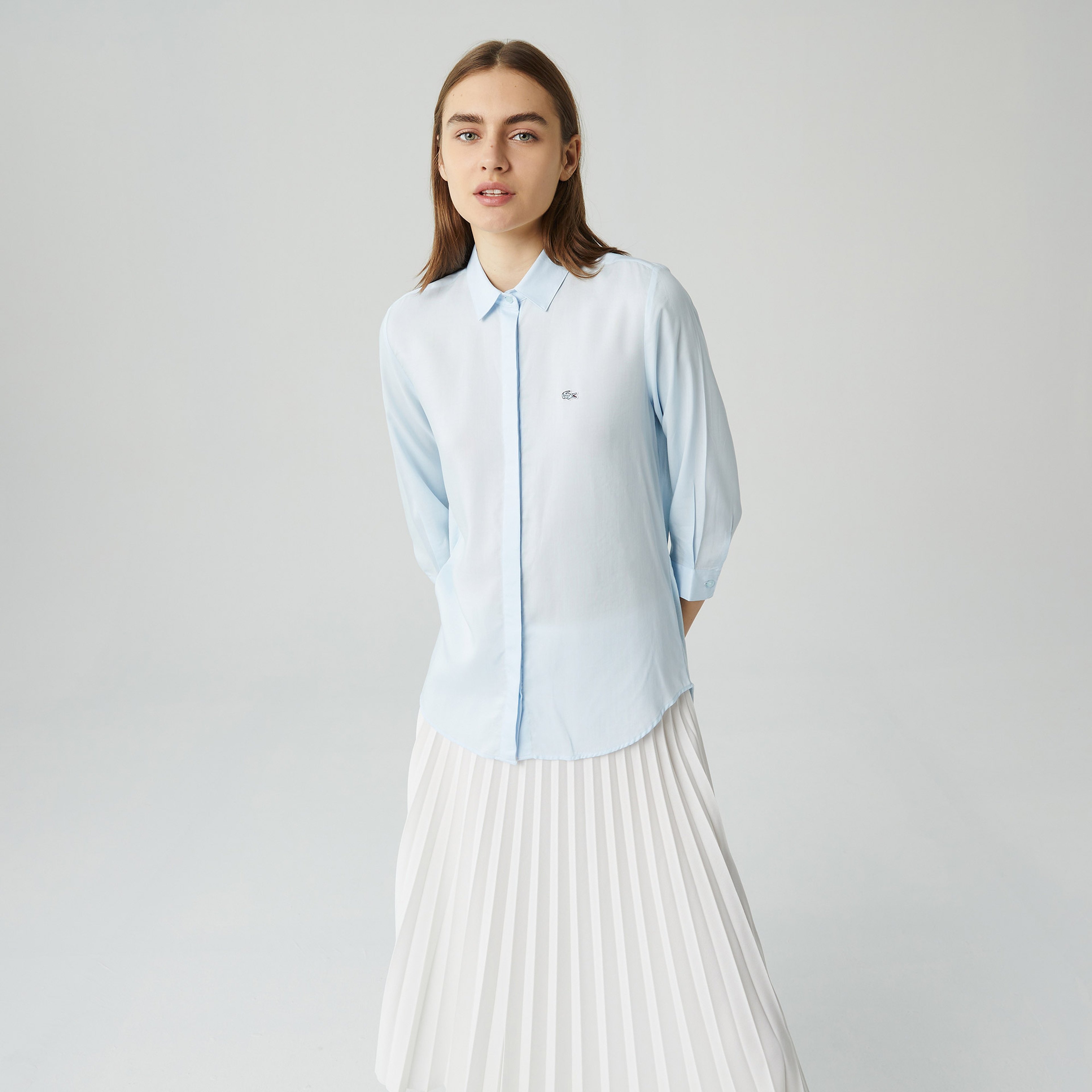 Lacoste Kadın Relaxed Fit Mavi Gömlek