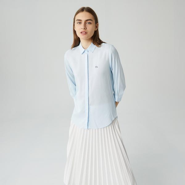 Lacoste Kadın Relaxed Fit Mavi Gömlek