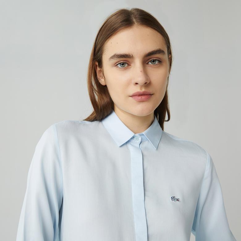 Lacoste Kadın Relaxed Fit Mavi Gömlek