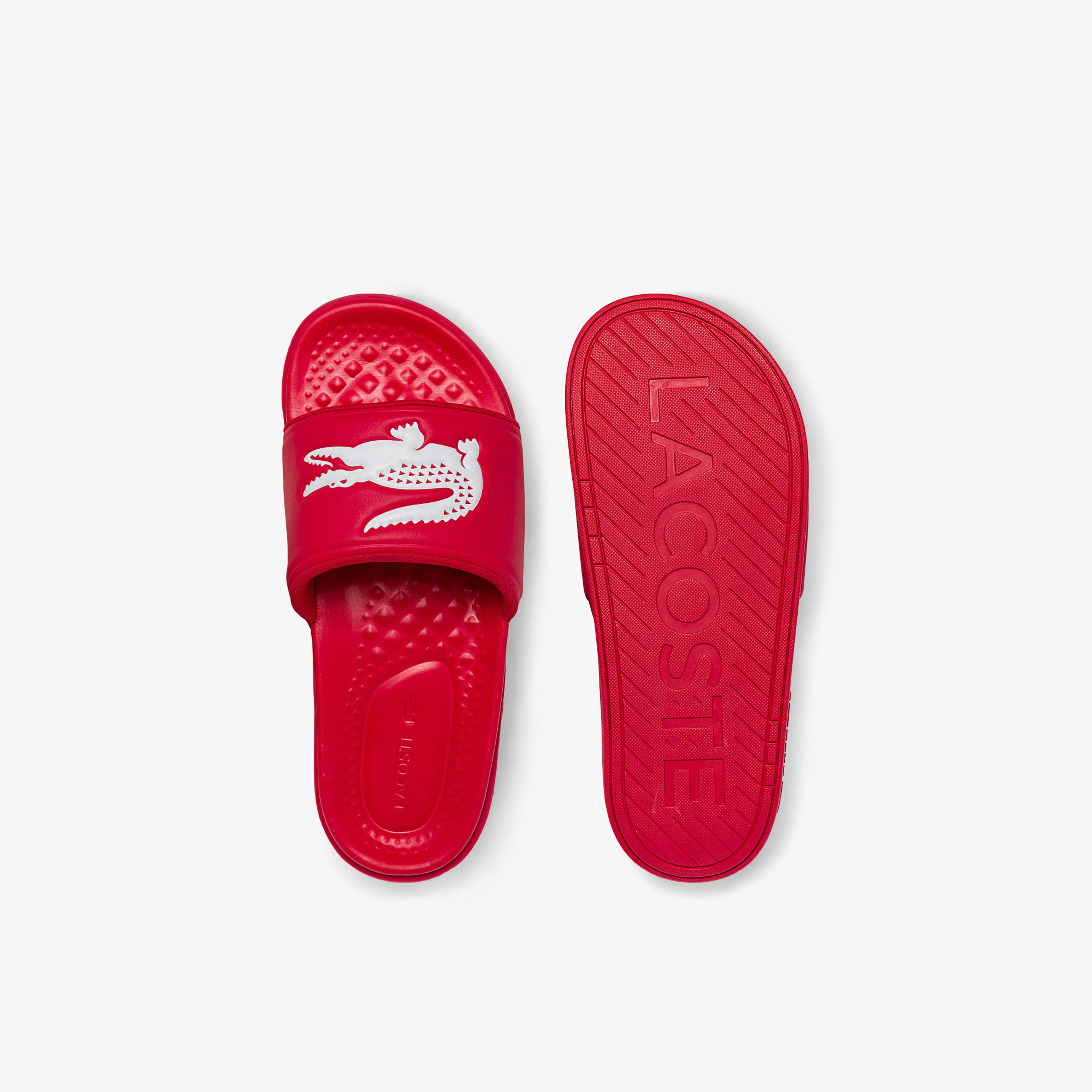 Lacoste Erkek Croco Baskılı Kırmızı Terlik