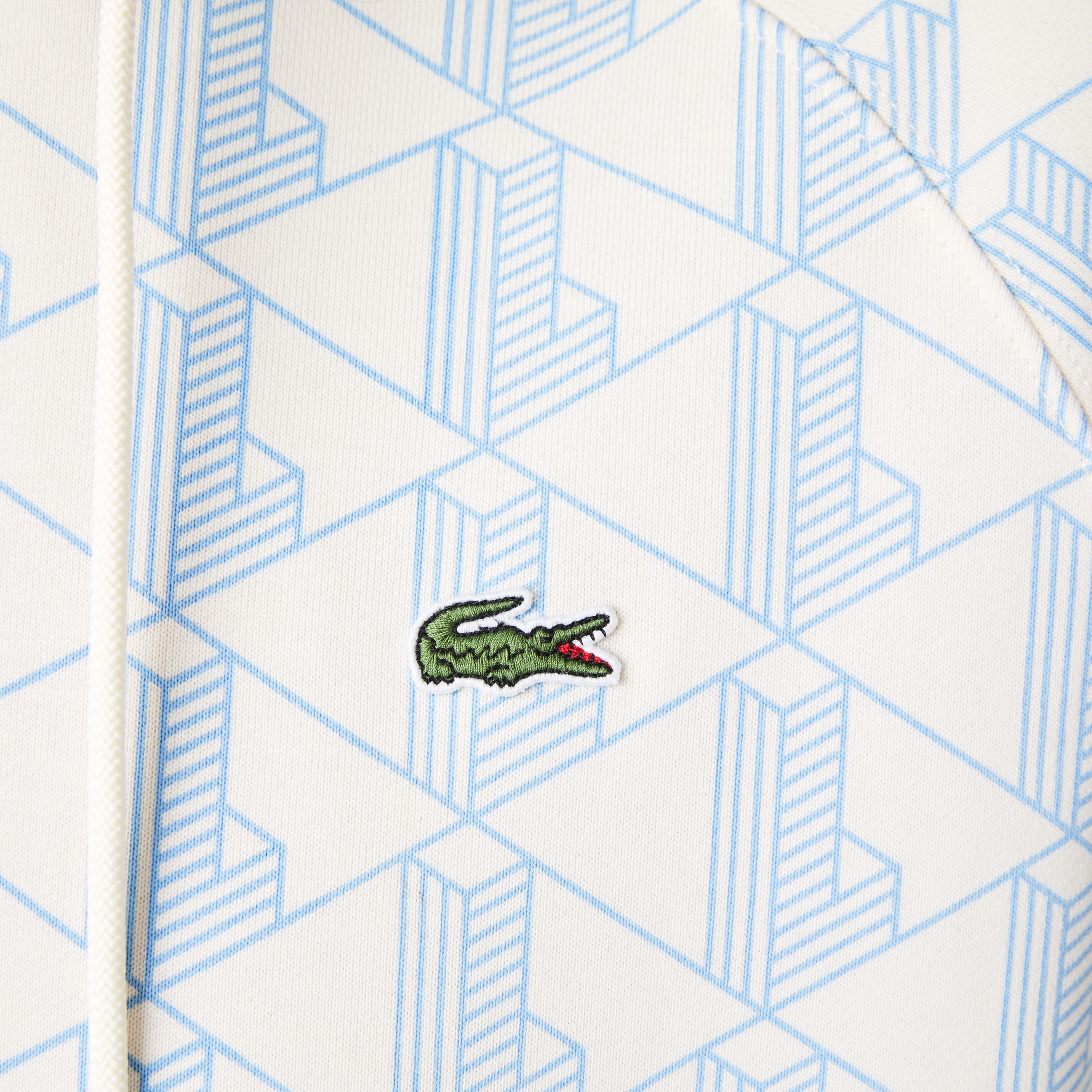 Lacoste L!VE Kadın Relaxed Fit Kapüşonlu Desenli Açık Mavi Sweatshirt