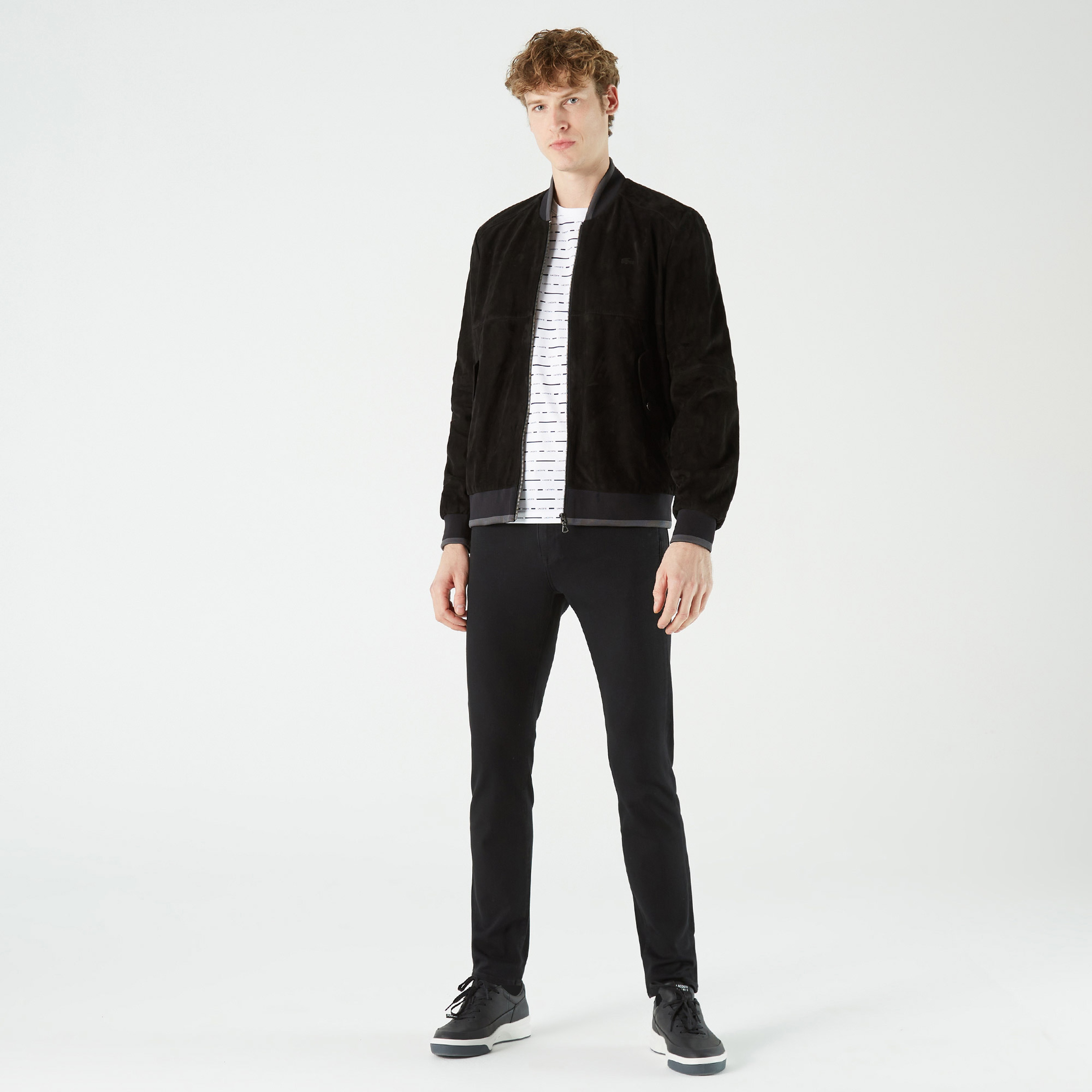 Lacoste Erkek Hakim Yaka Deri Siyah Ceket