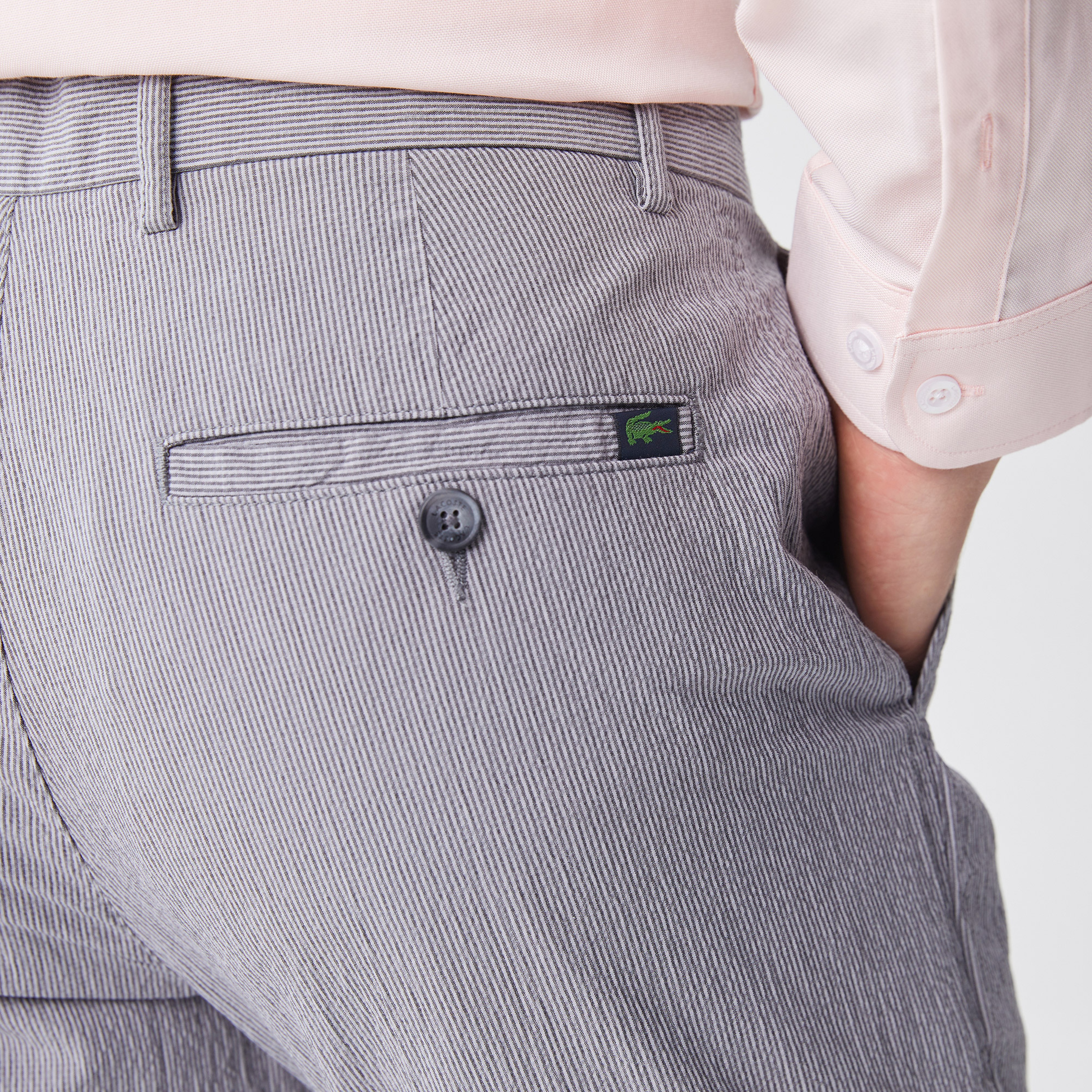 Lacoste Erkek Slim Fit Gri Gofre Pantolon