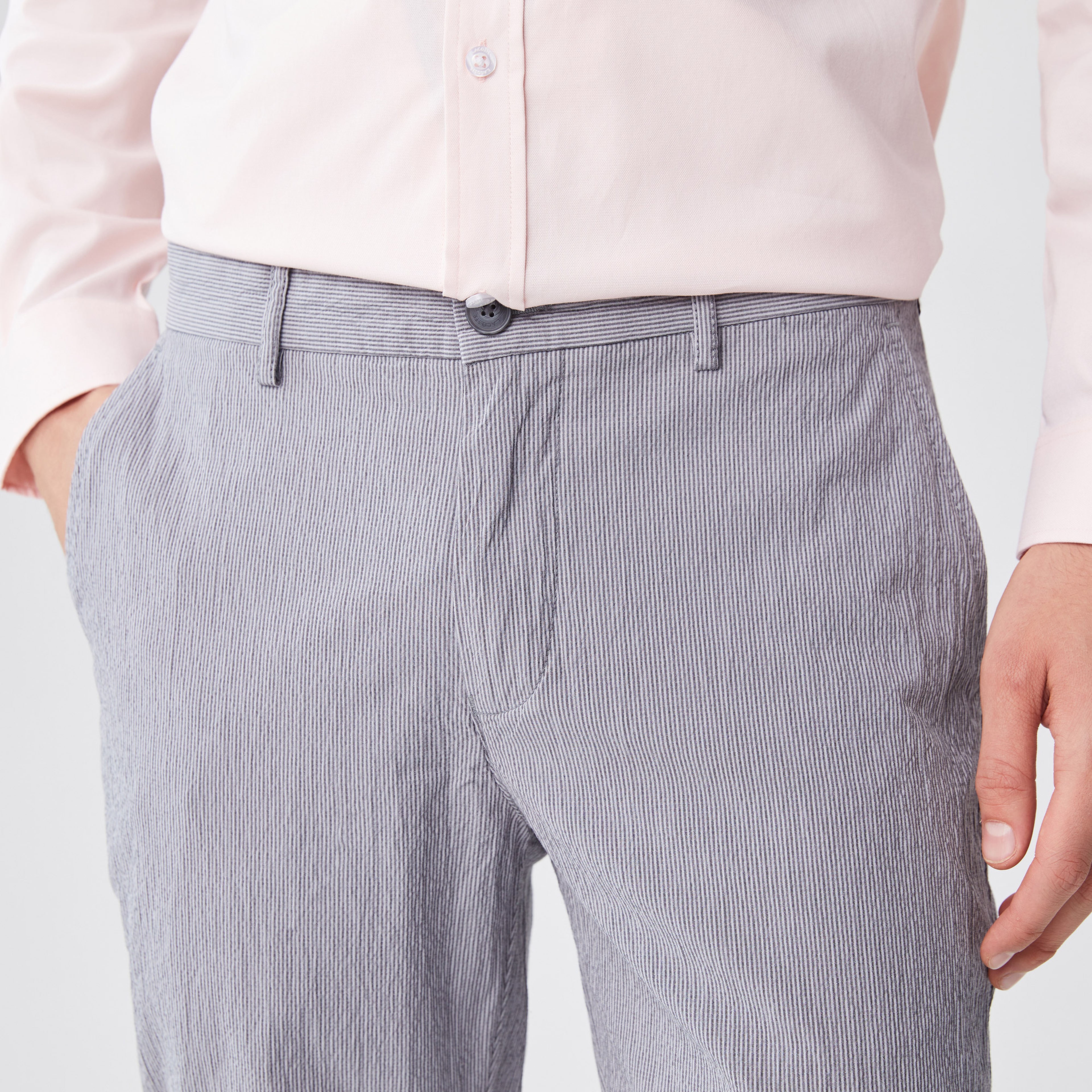 Lacoste Erkek Slim Fit Gri Gofre Pantolon