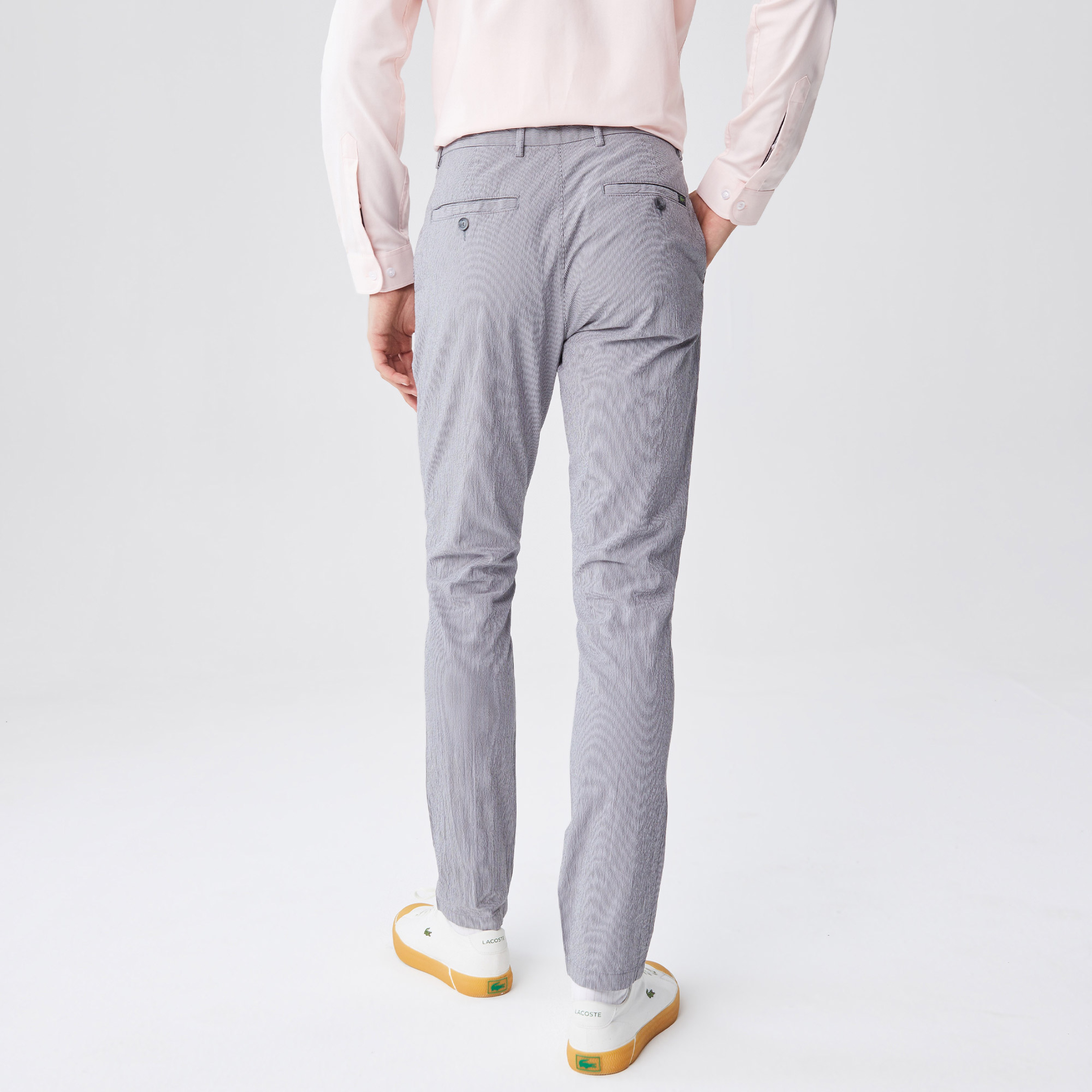 Lacoste Erkek Slim Fit Gri Gofre Pantolon