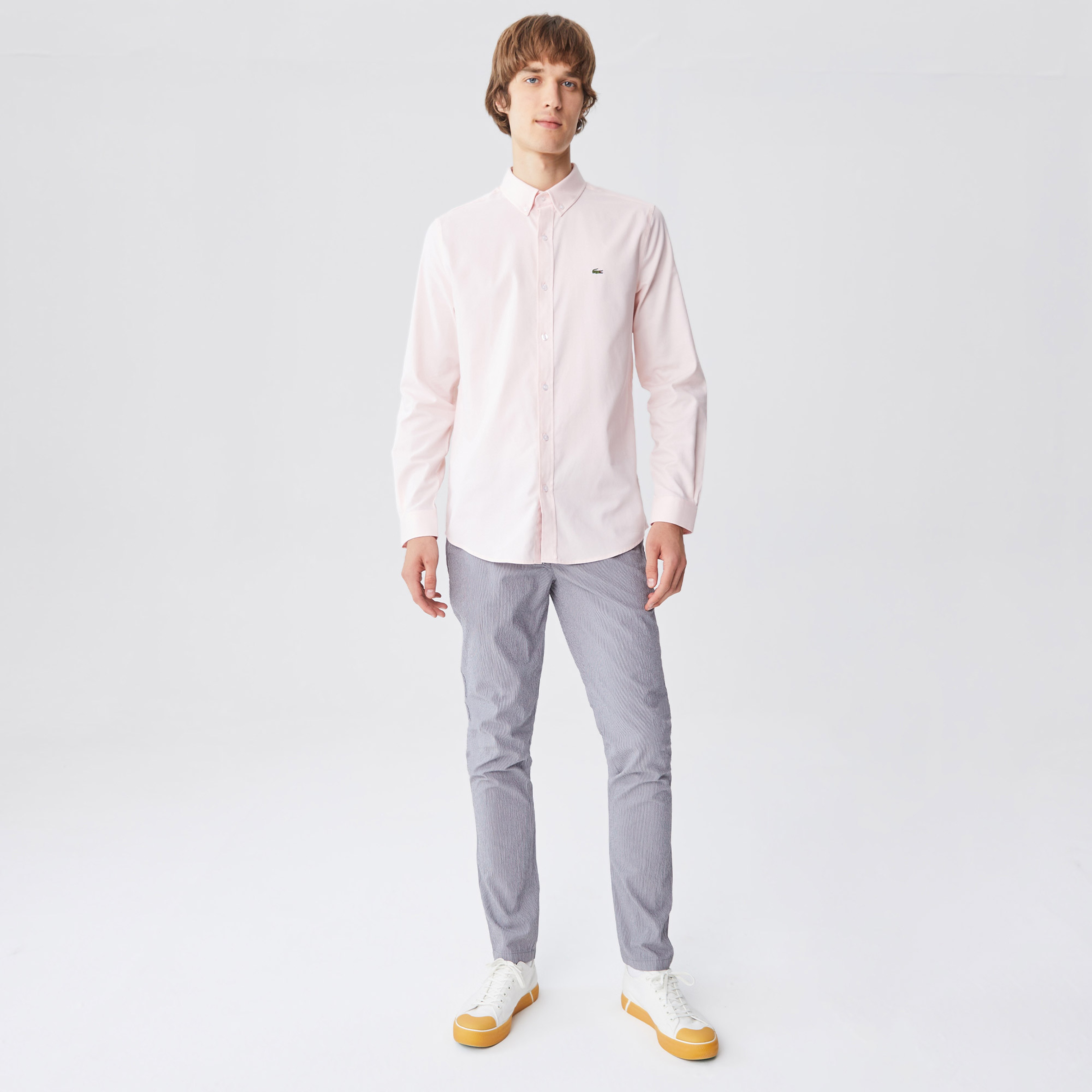 Lacoste Erkek Slim Fit Gri Gofre Pantolon