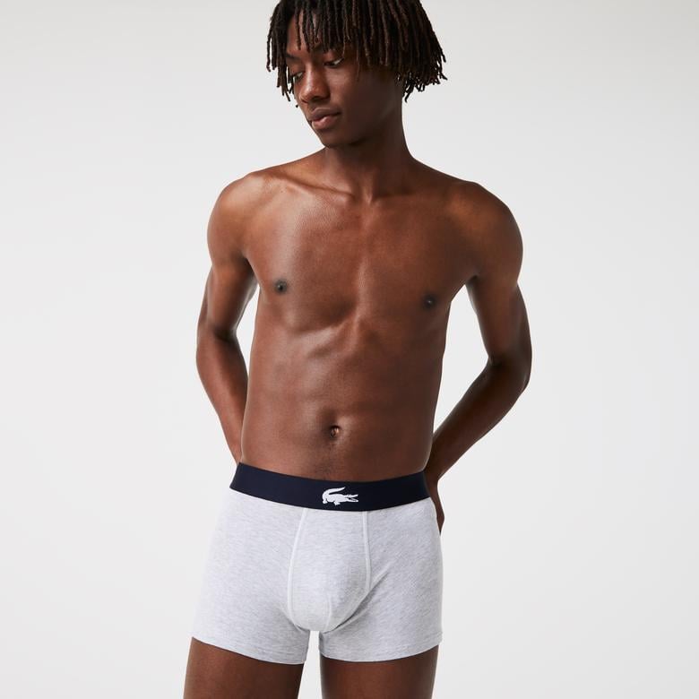 Lacoste Erkek Desenli 3'lü Lacivert Boxer