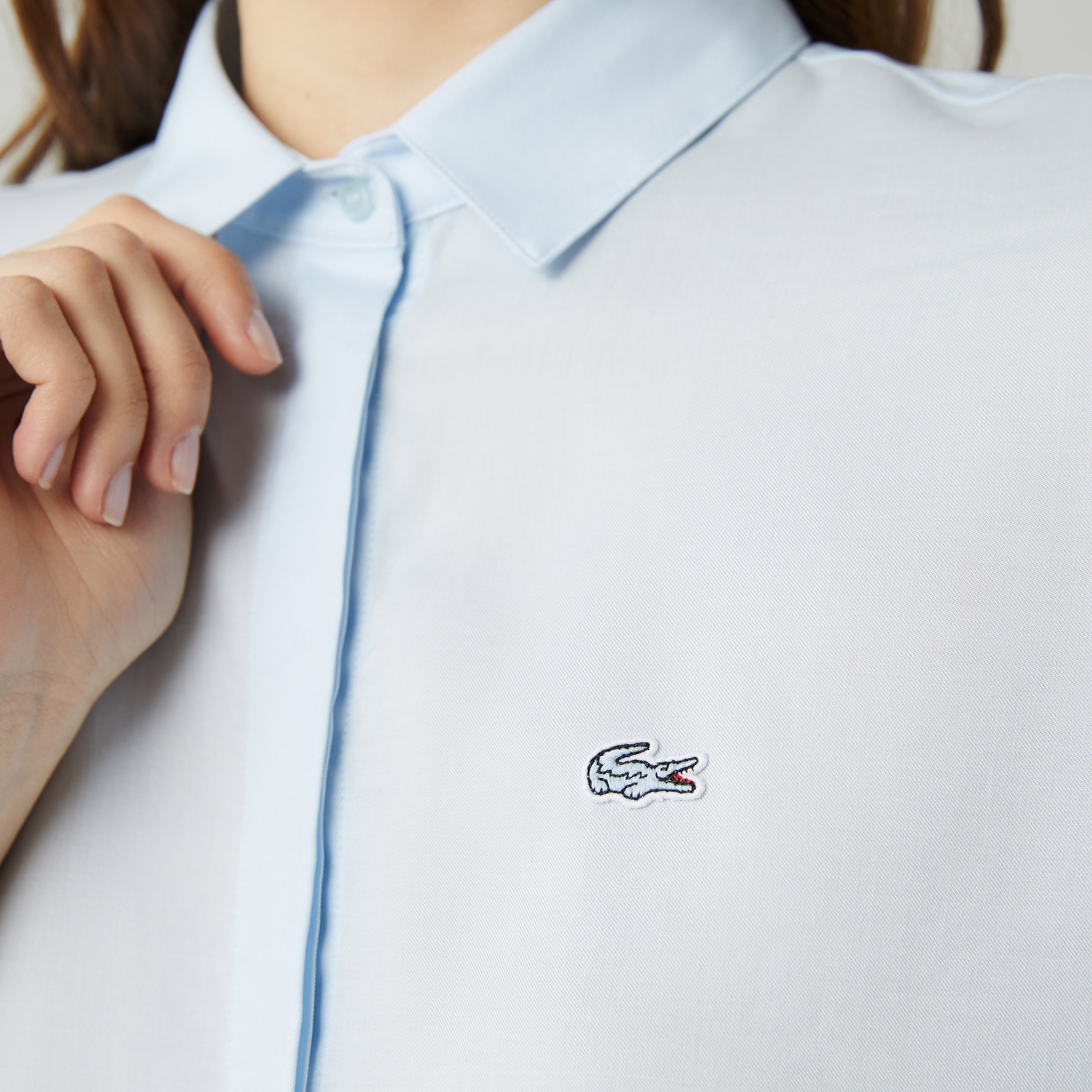 Lacoste Kadın Relaxed Fit Mavi Gömlek