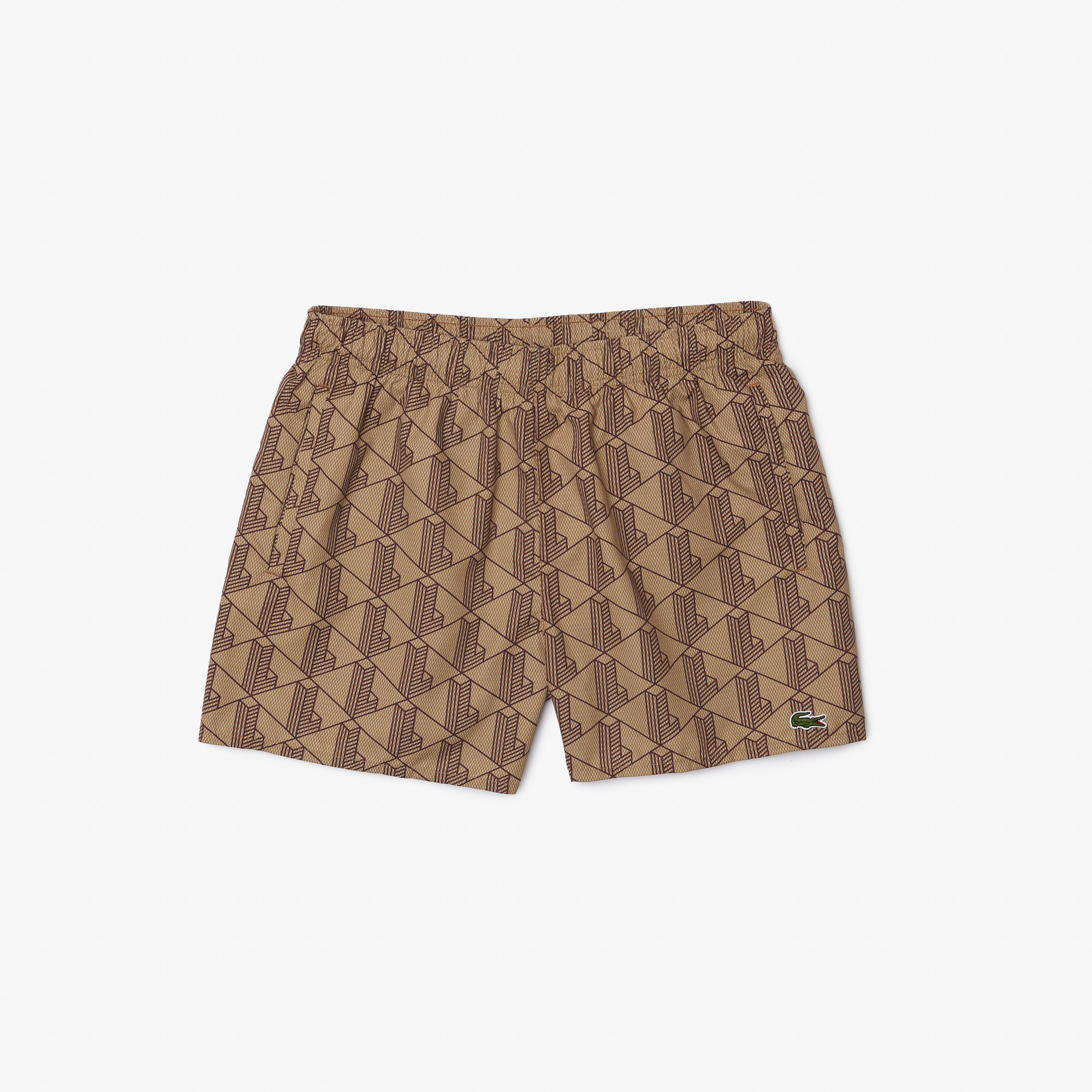 Lacoste L!Ve Monogram Erkek Bej Deniz Şortu