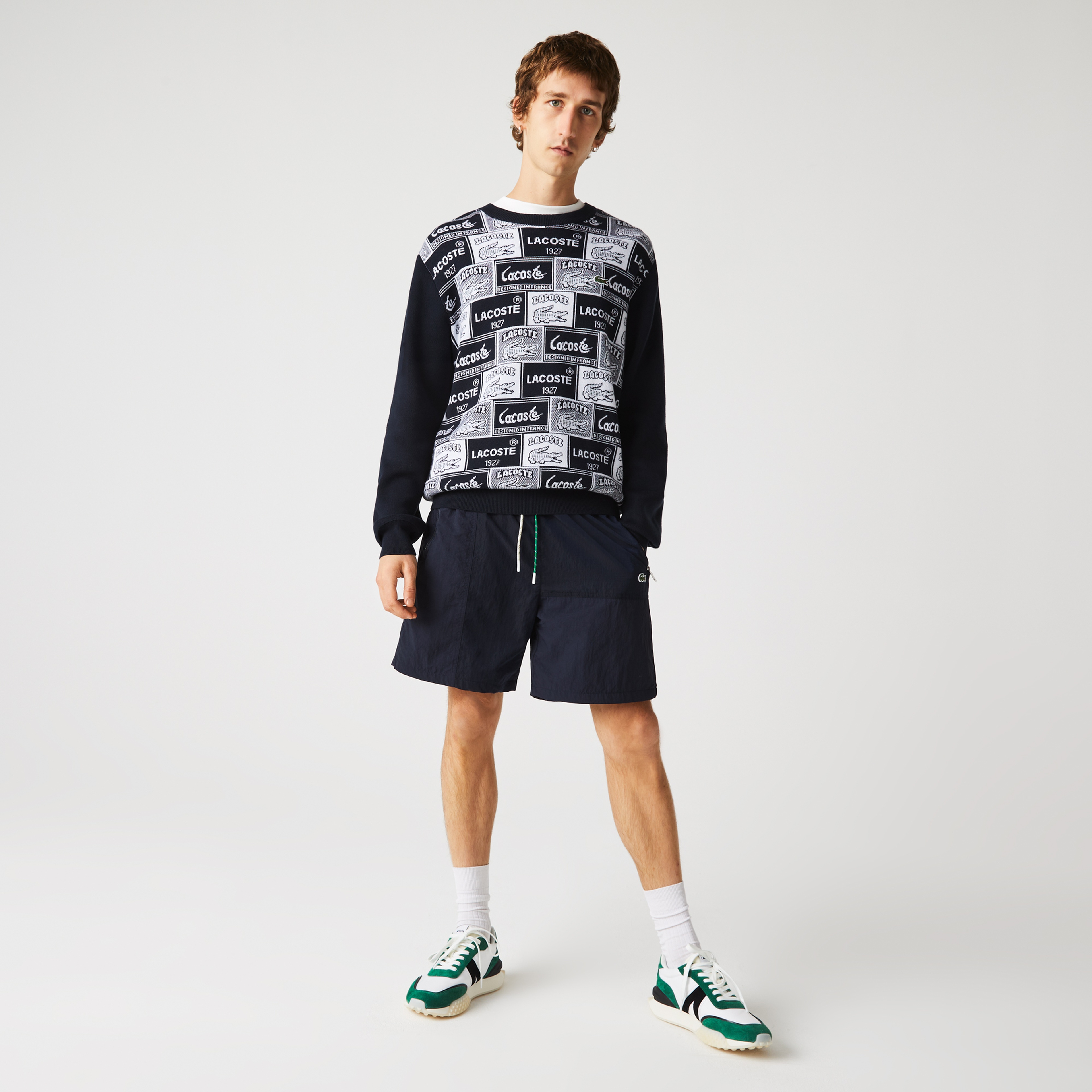 Lacoste L!VE Erkek Relaxed Fit Lacivert Bermuda