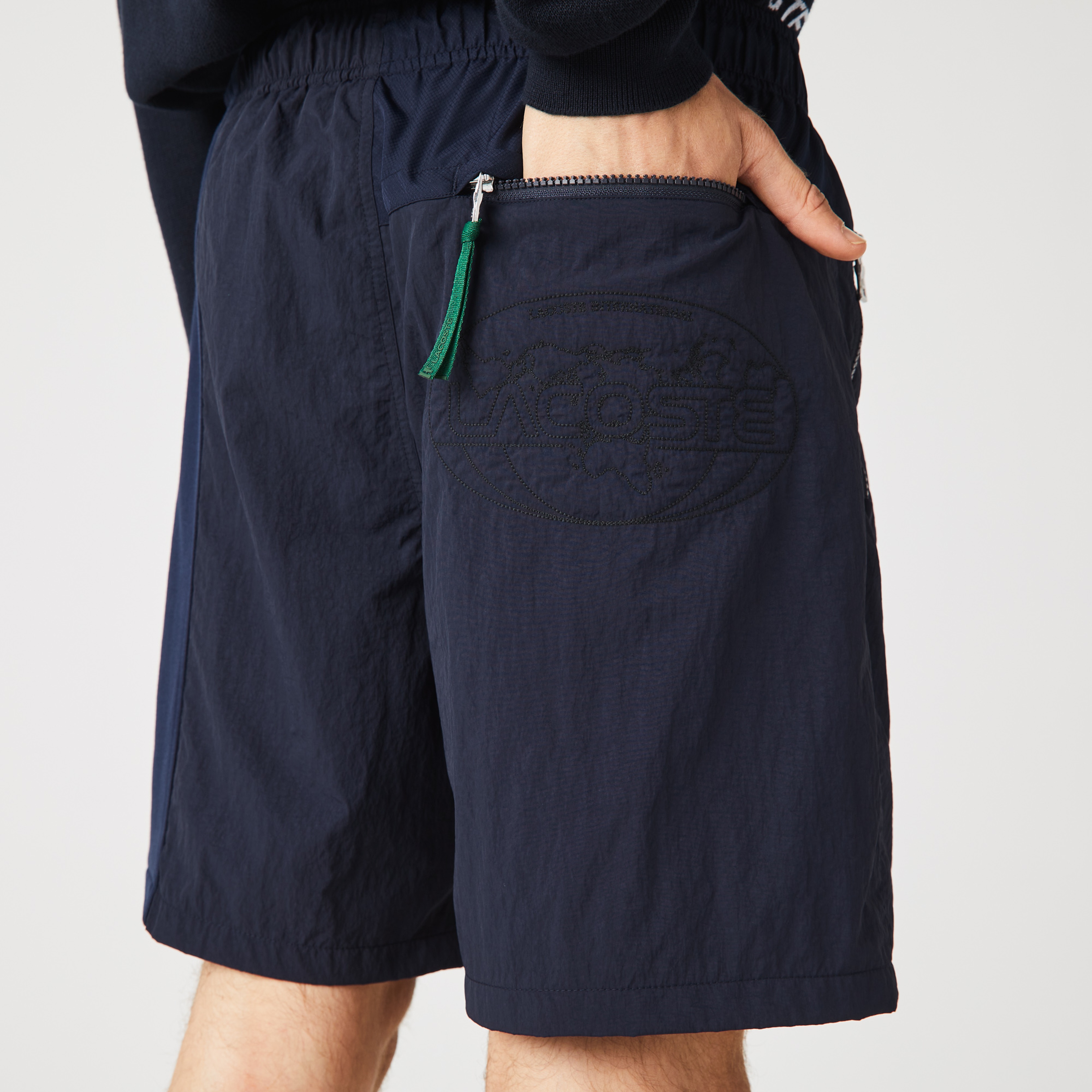 Lacoste L!VE Erkek Relaxed Fit Lacivert Bermuda