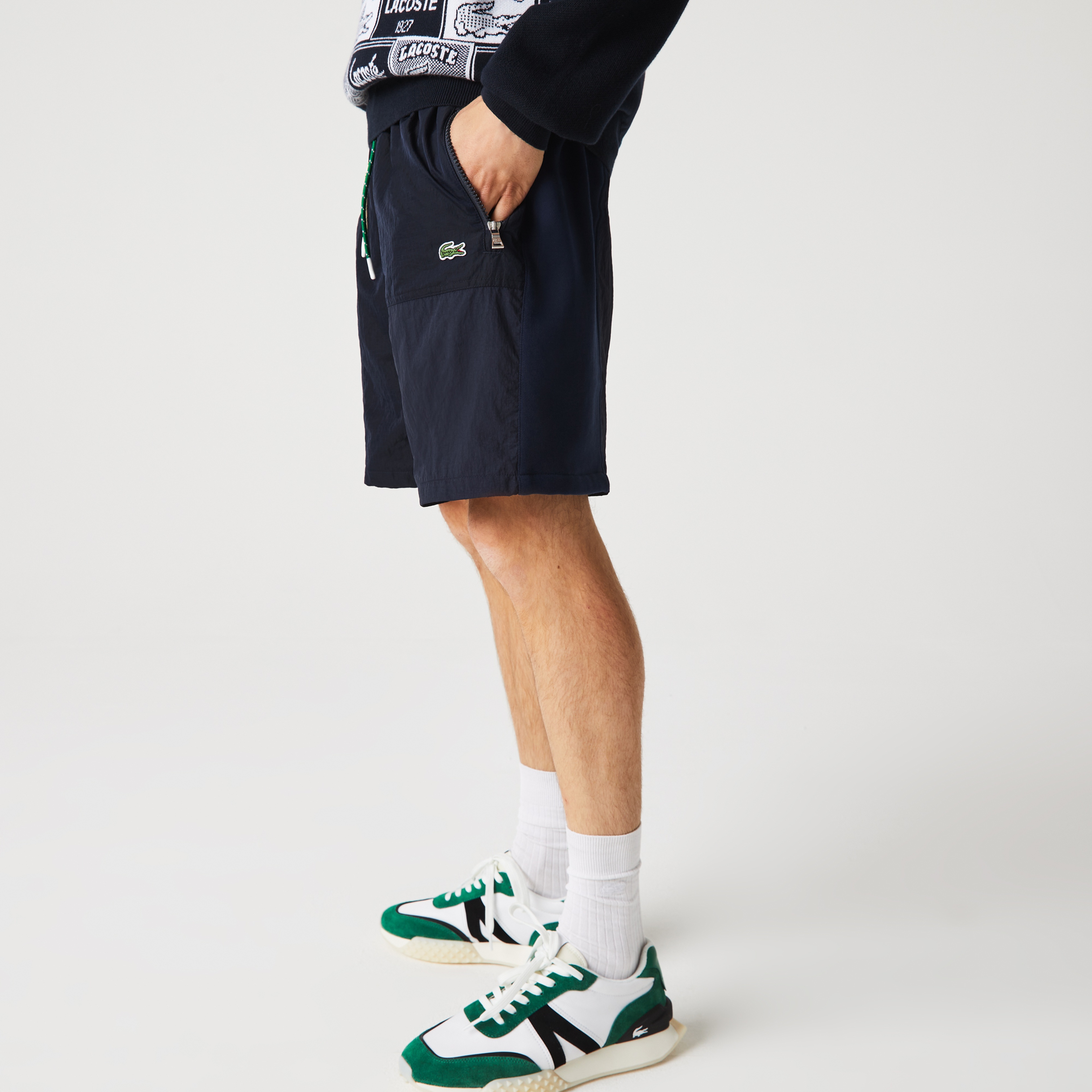 Lacoste L!VE Erkek Relaxed Fit Lacivert Bermuda